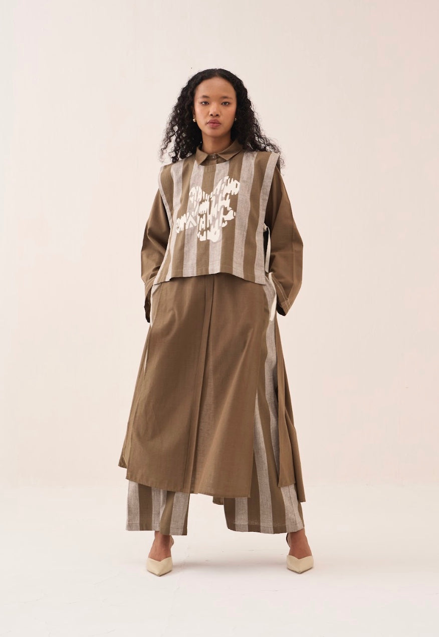 Floral Emb. Stripe Overlay
Co-ord (set Of 3)