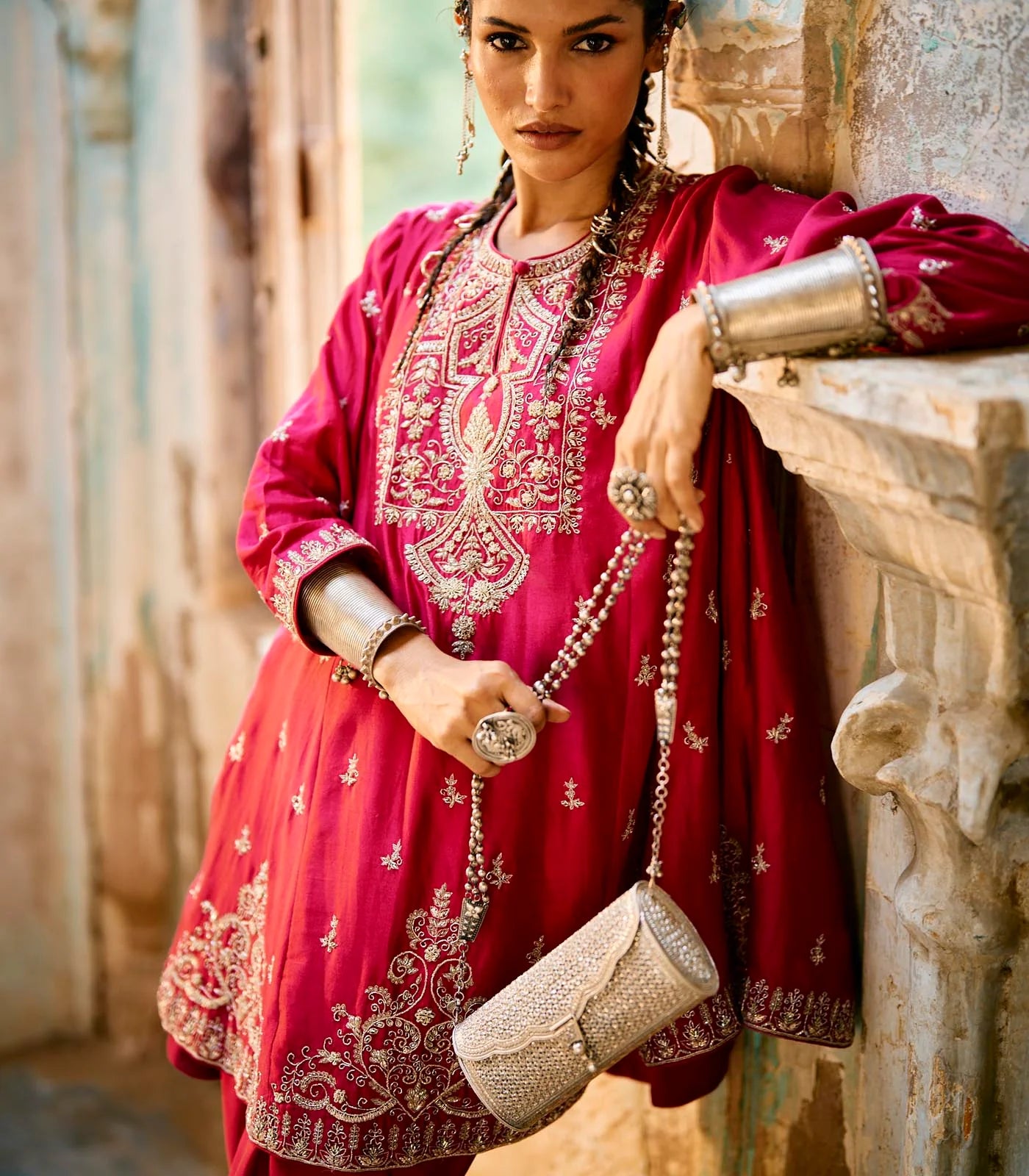 Emroidered Tunic With Dupatta And Dhoti