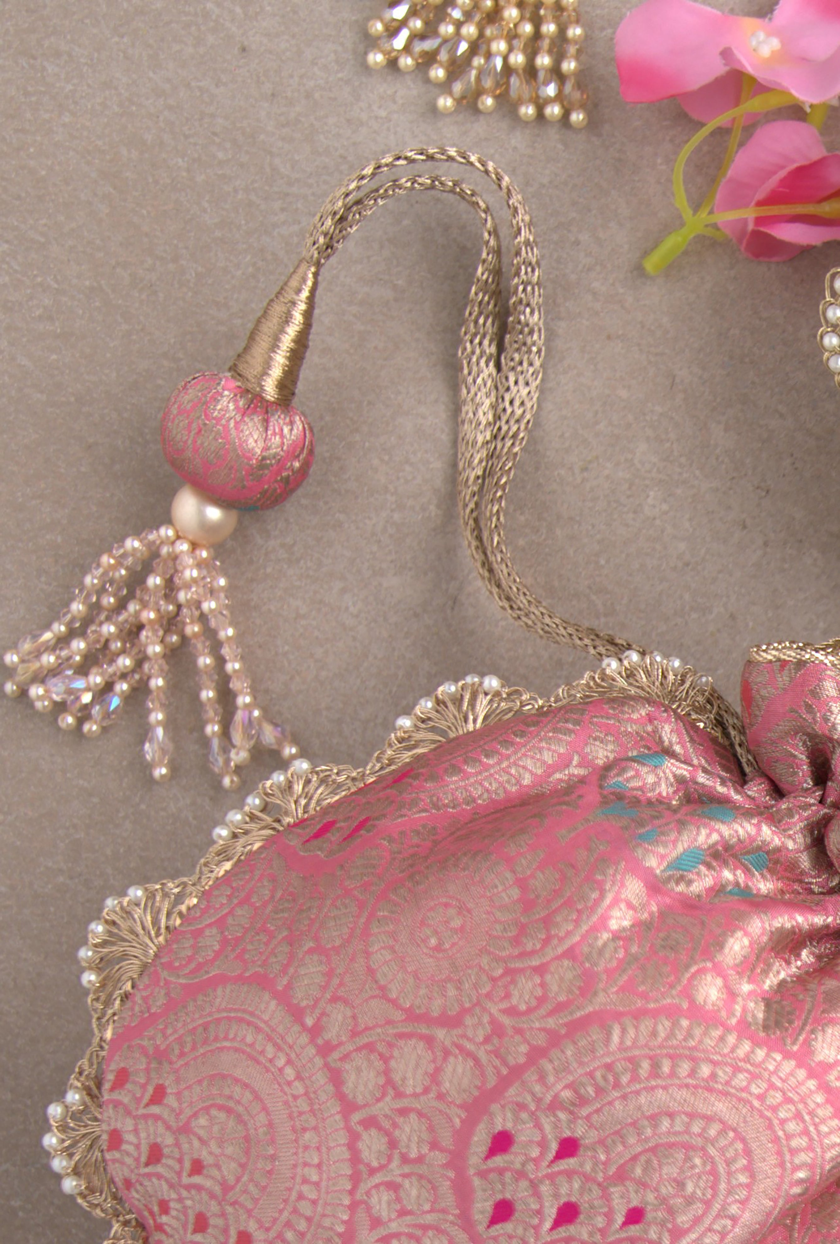 Kashi Pink Banarasi Potli