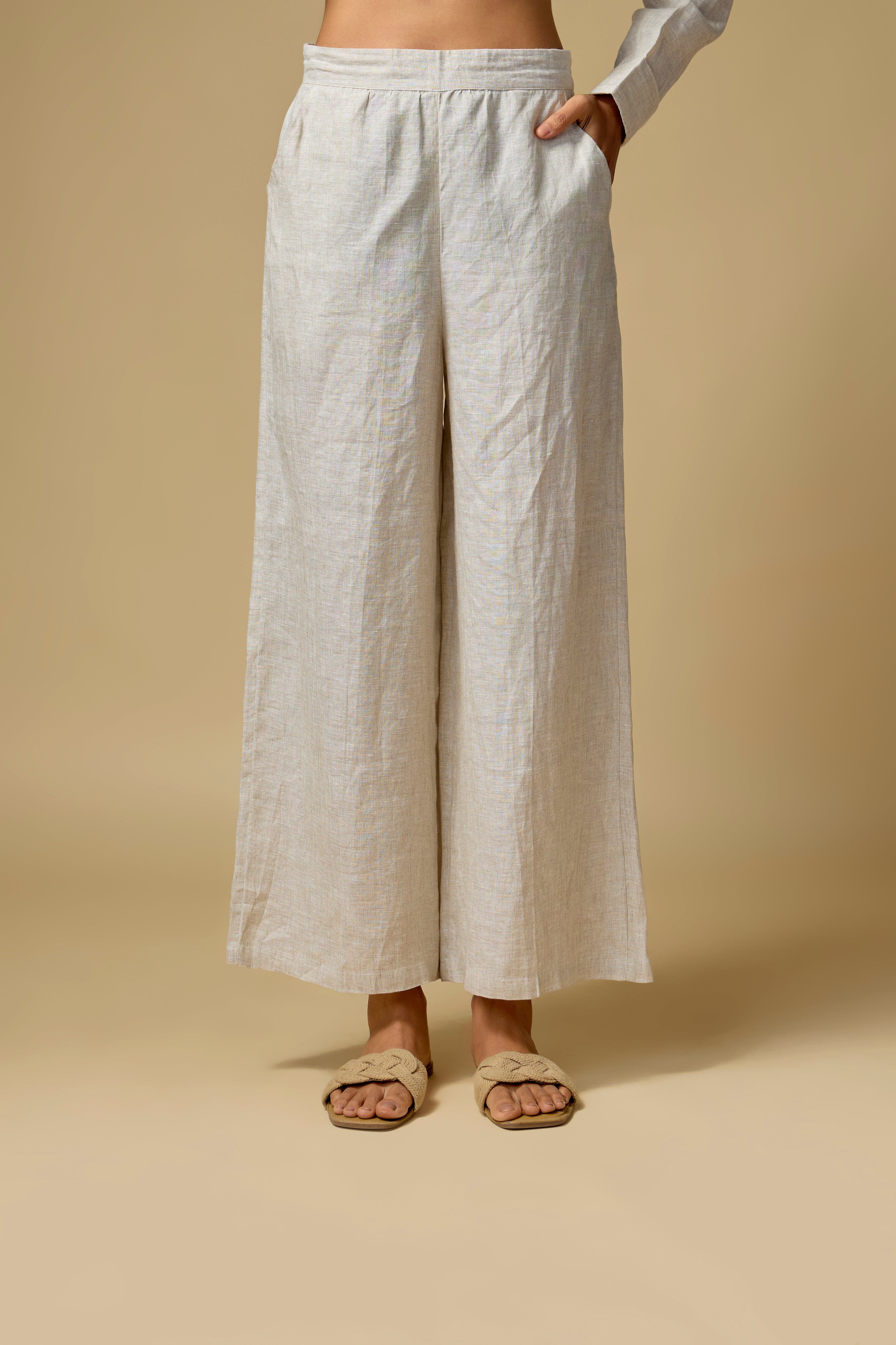 Pure Linen Beige Doodle Embrodiery Blazer