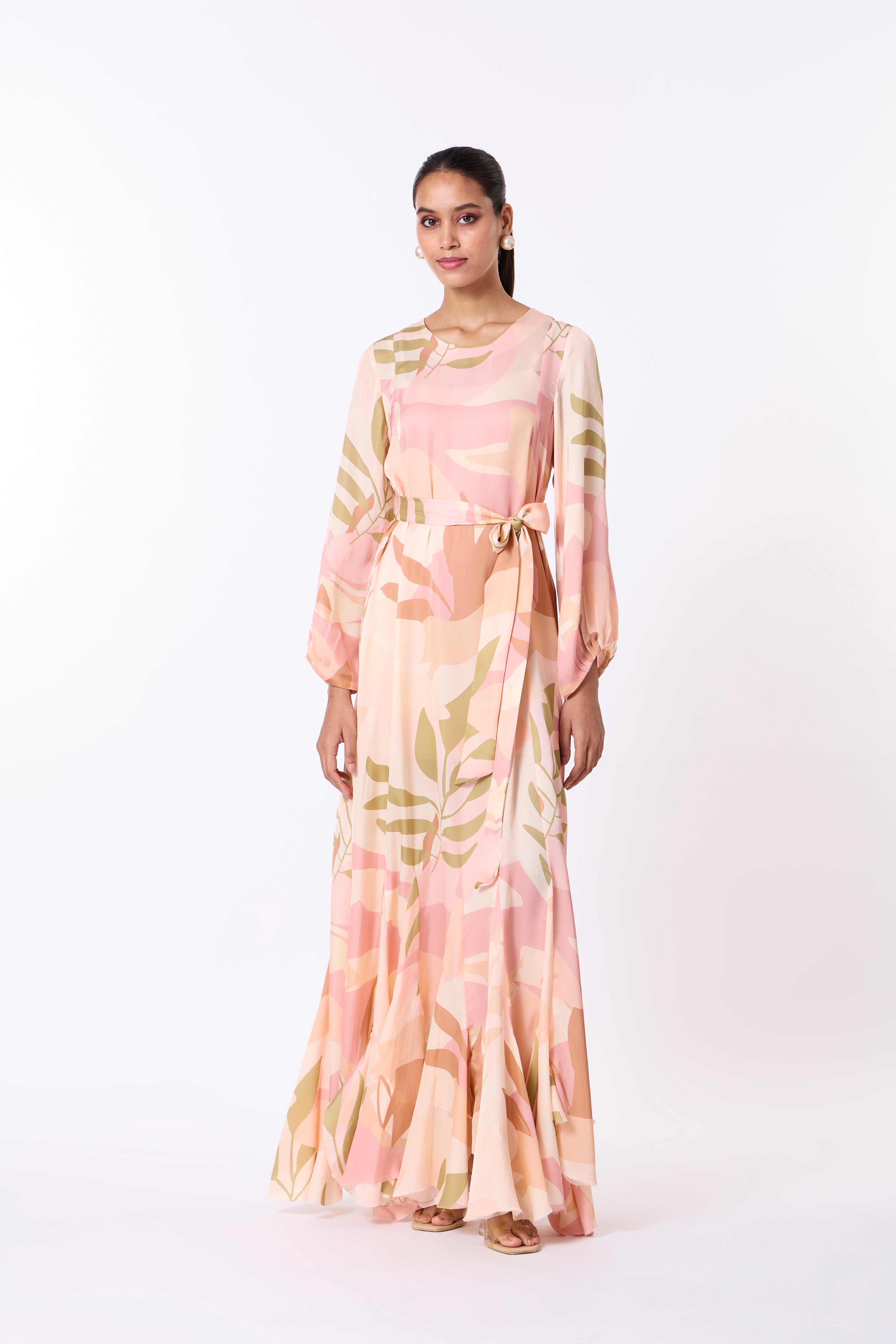 Lillian Dress - Peach, Dull Pink & Taupe