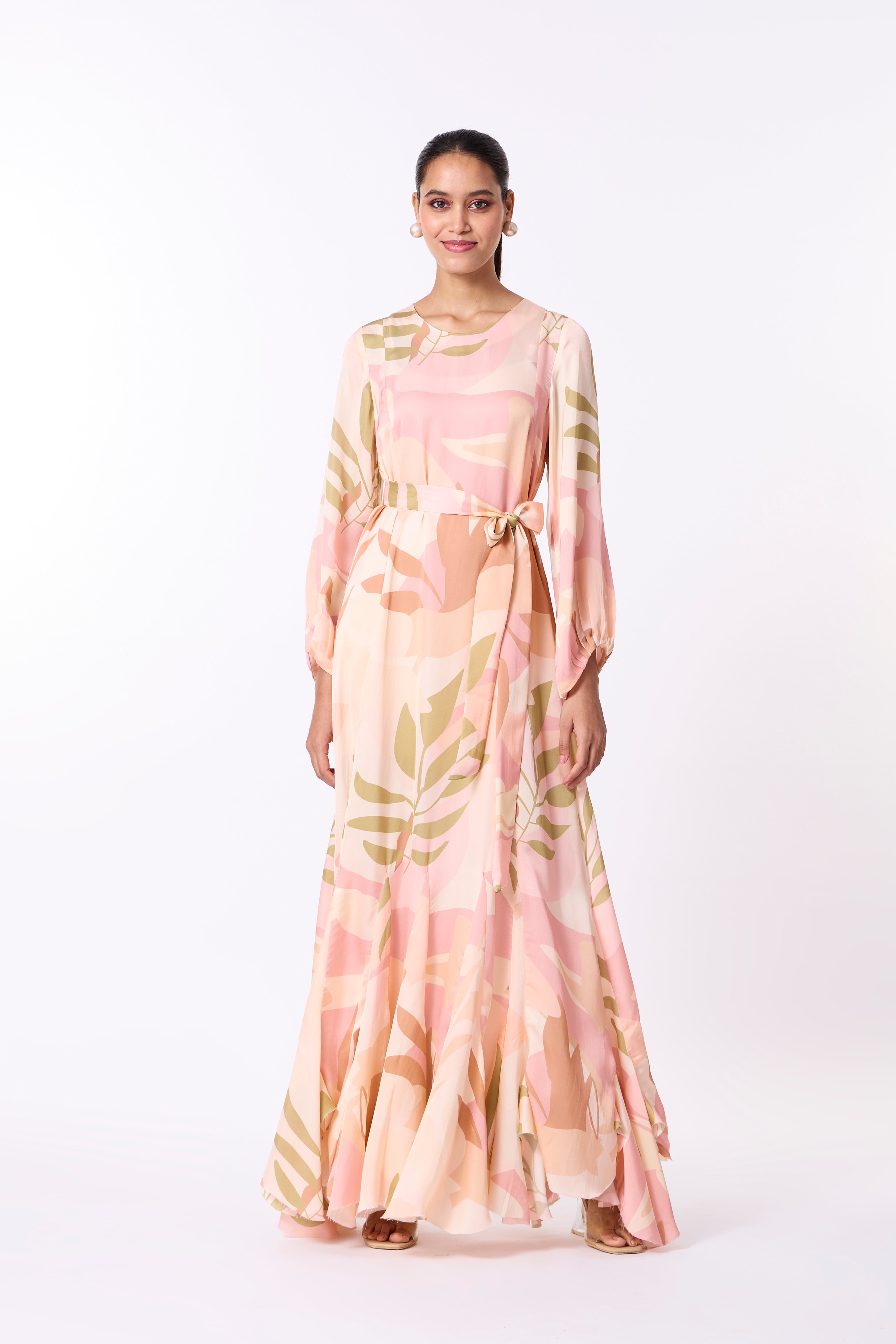Lillian Dress - Peach, Dull Pink & Taupe