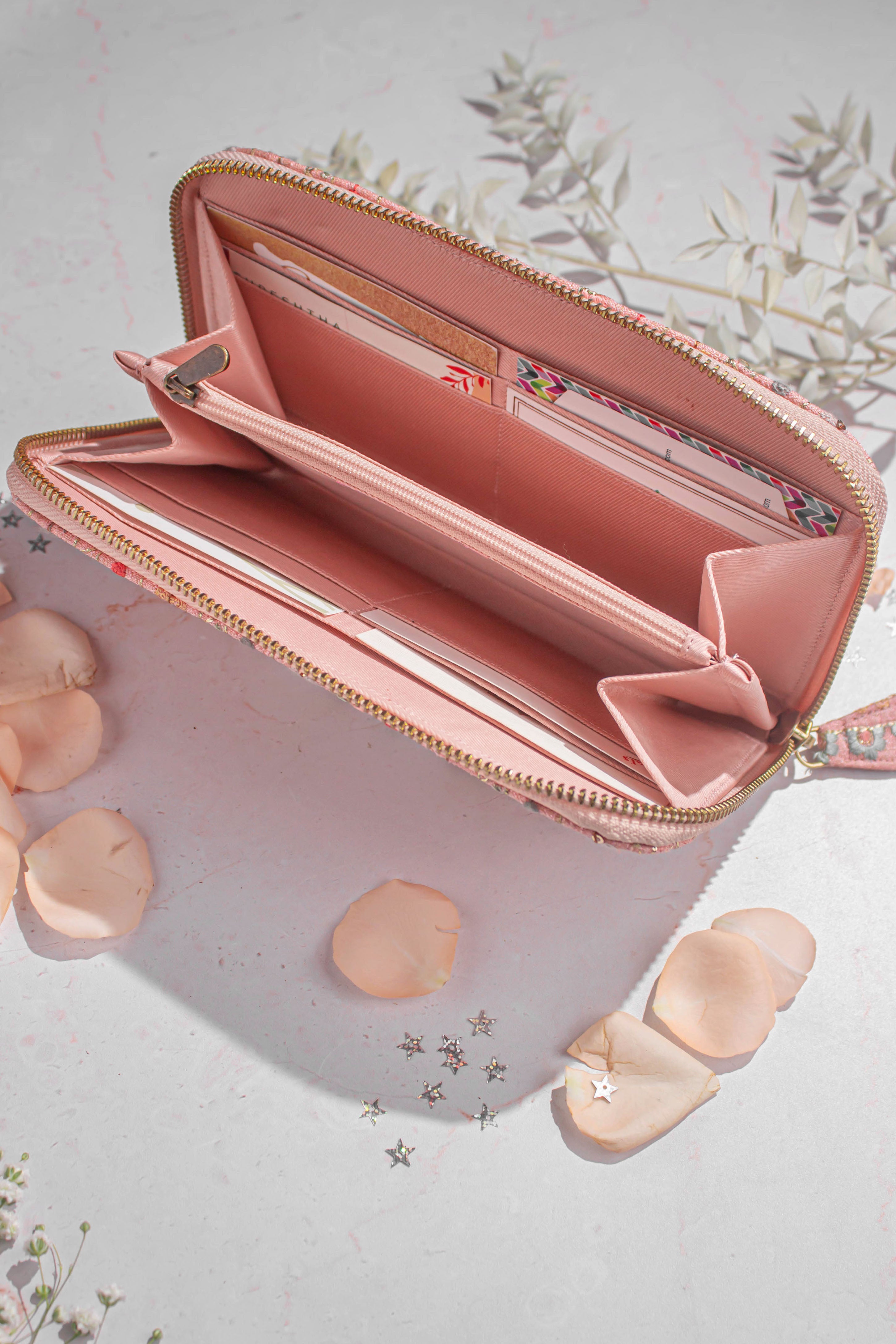 Linea Embroidered Wallet Cream