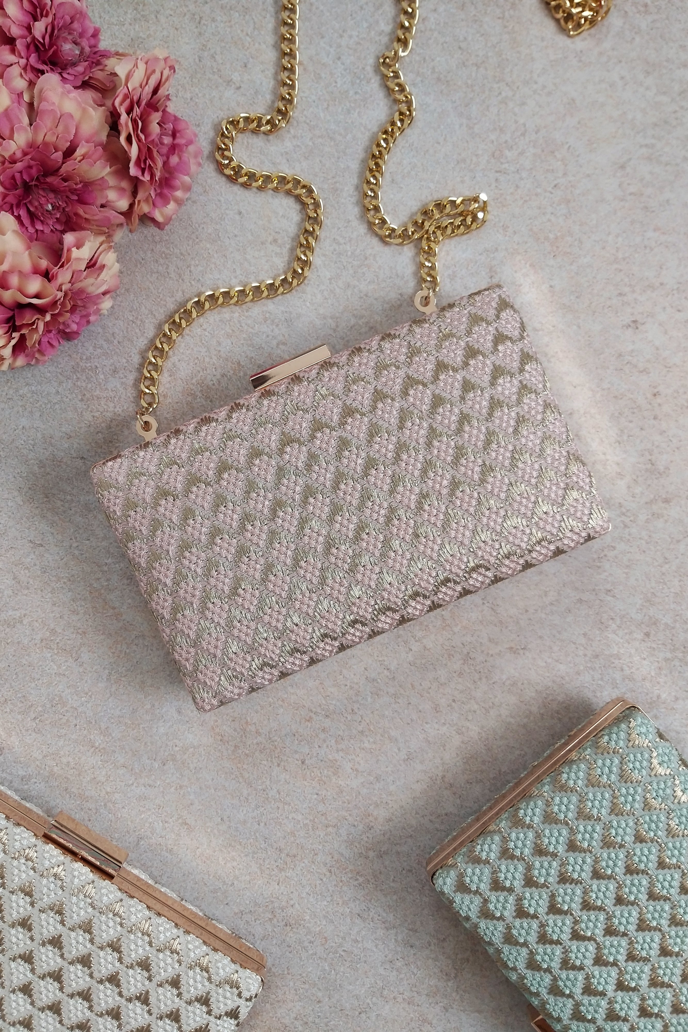 Serenade Threadwork Clutch Baby Pink