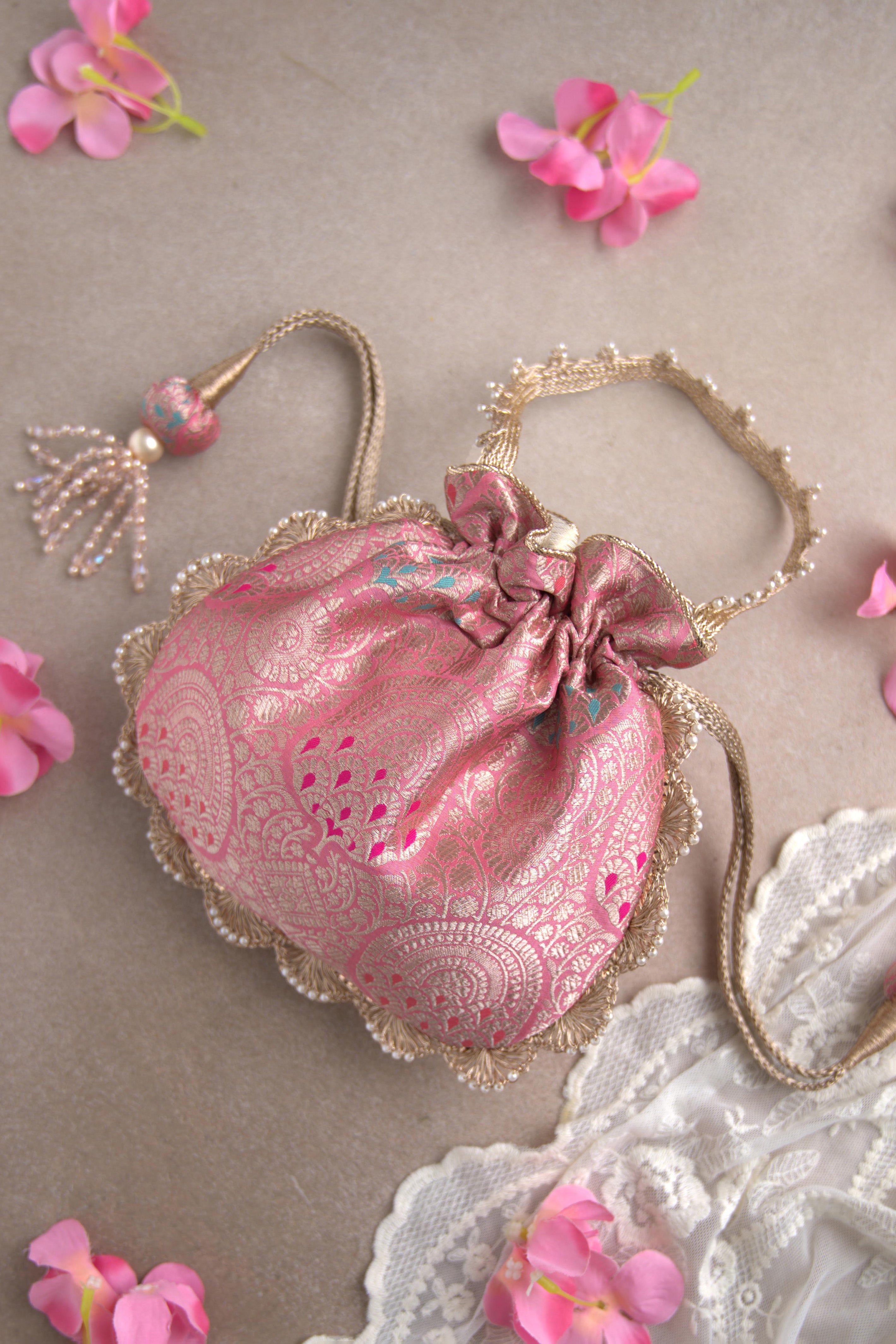 Kashi Pink Banarasi Potli
