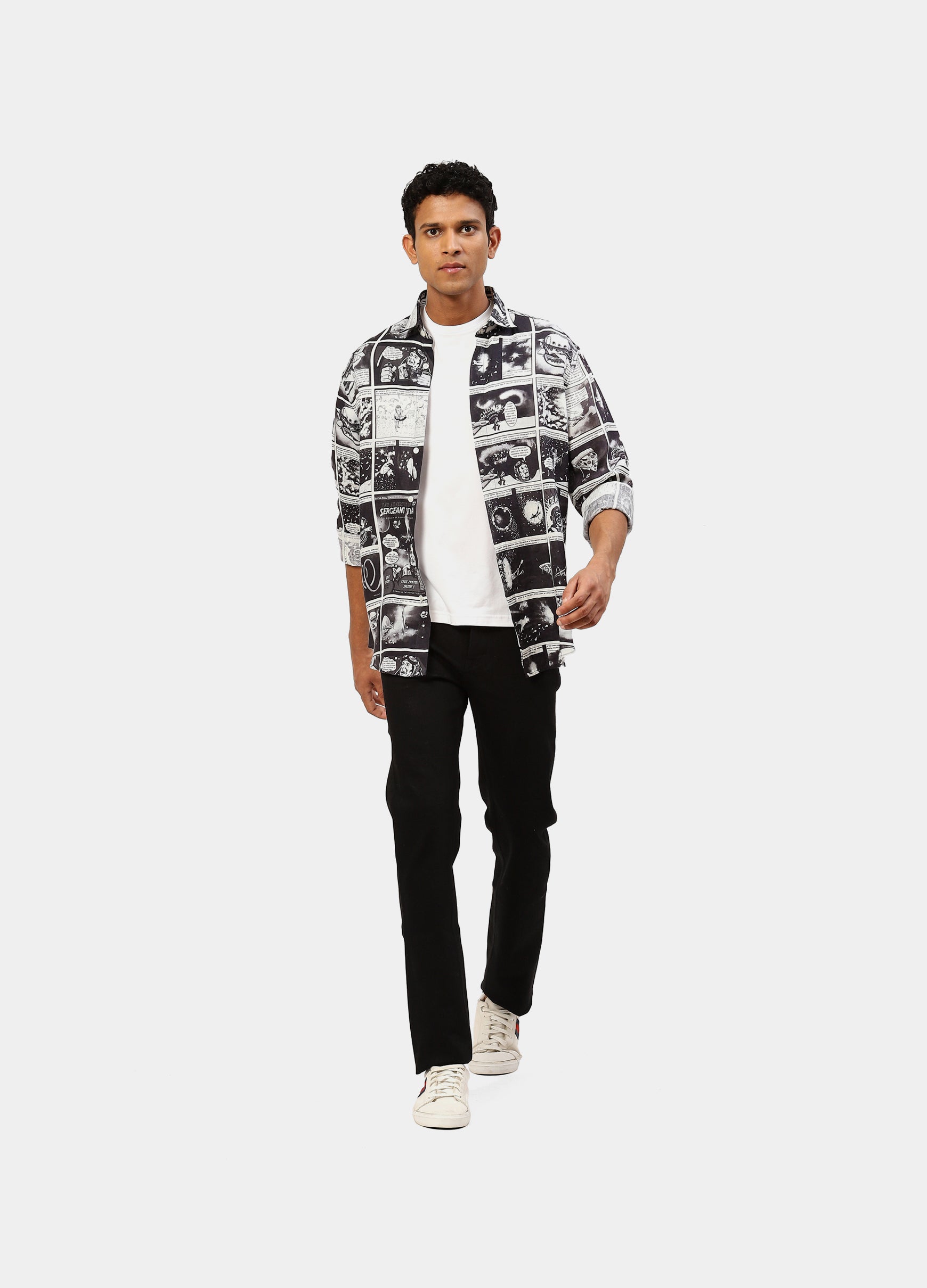 The Black Linen Comic Shirt