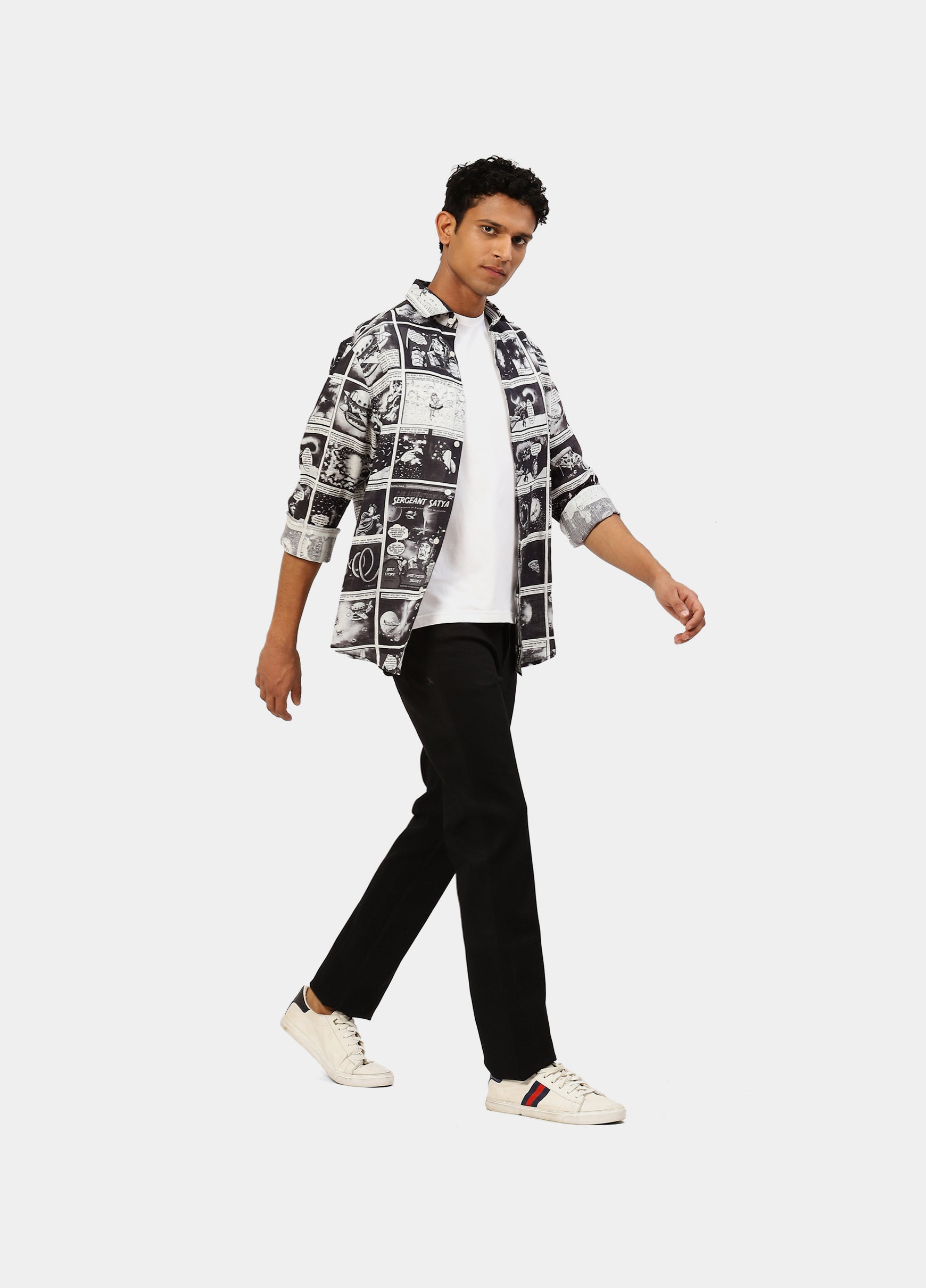 The Black Linen Comic Shirt