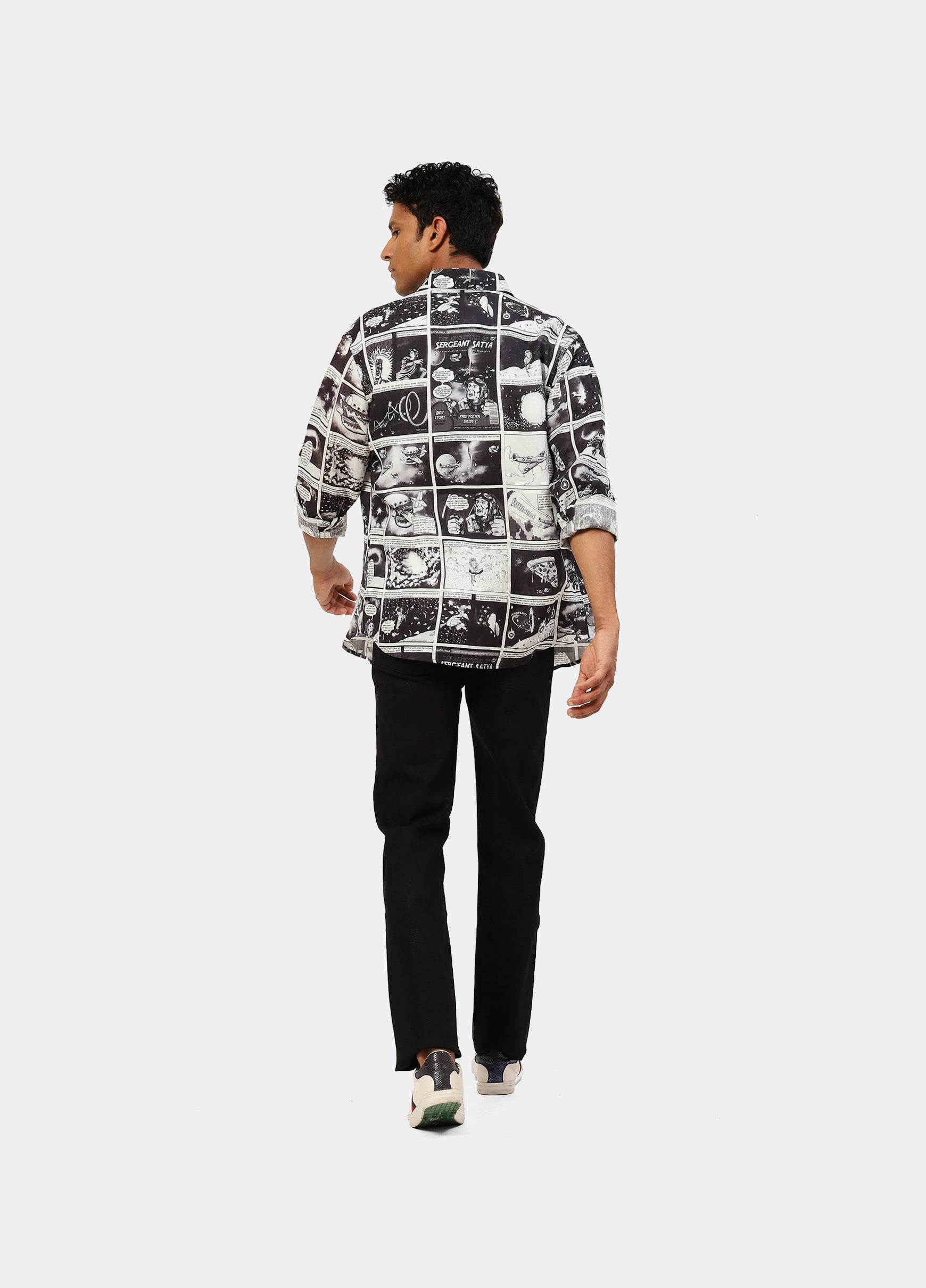 The Black Linen Comic Shirt