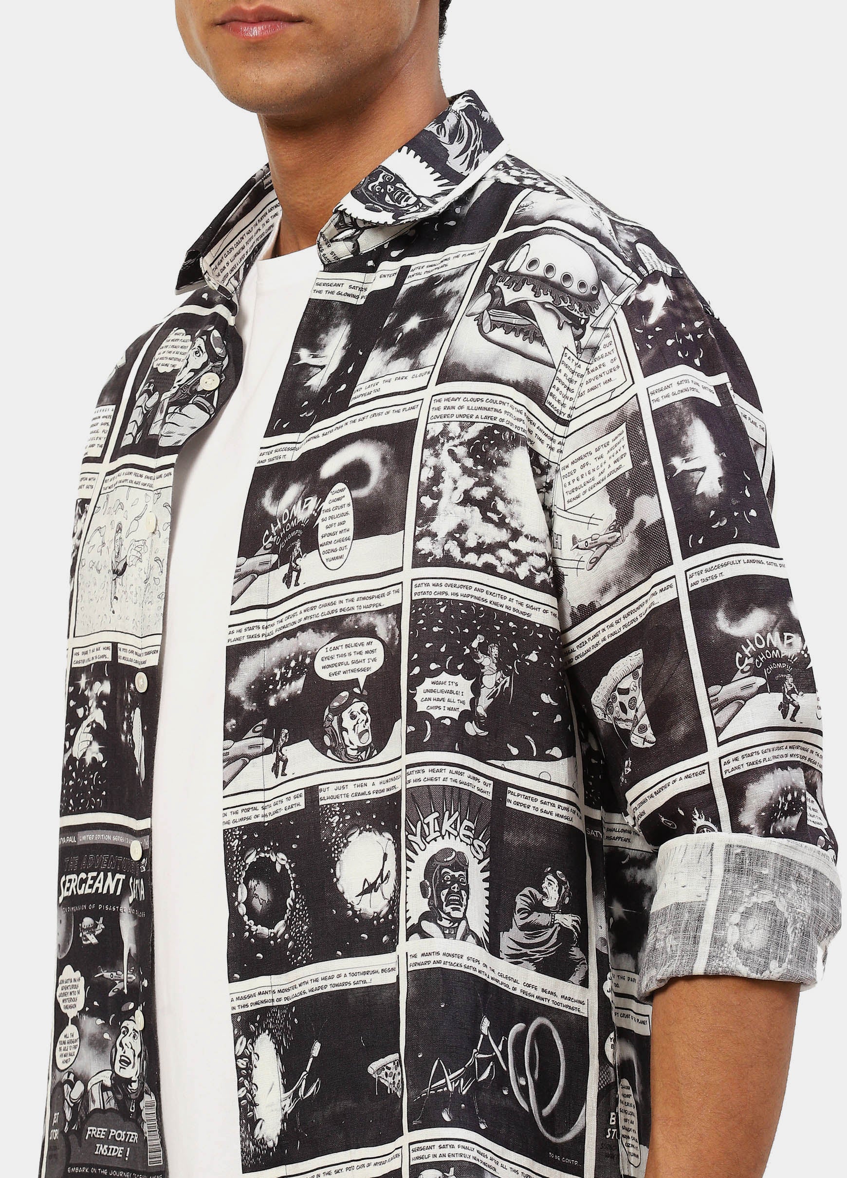 The Black Linen Comic Shirt