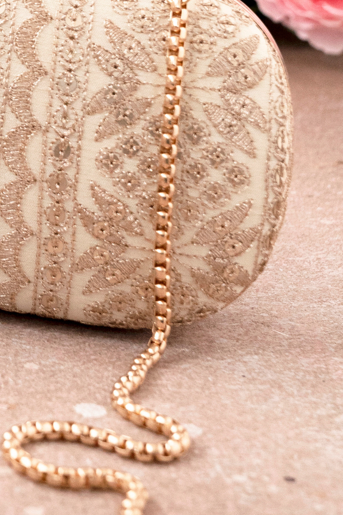 Mirai Embroidered Clutch Cream