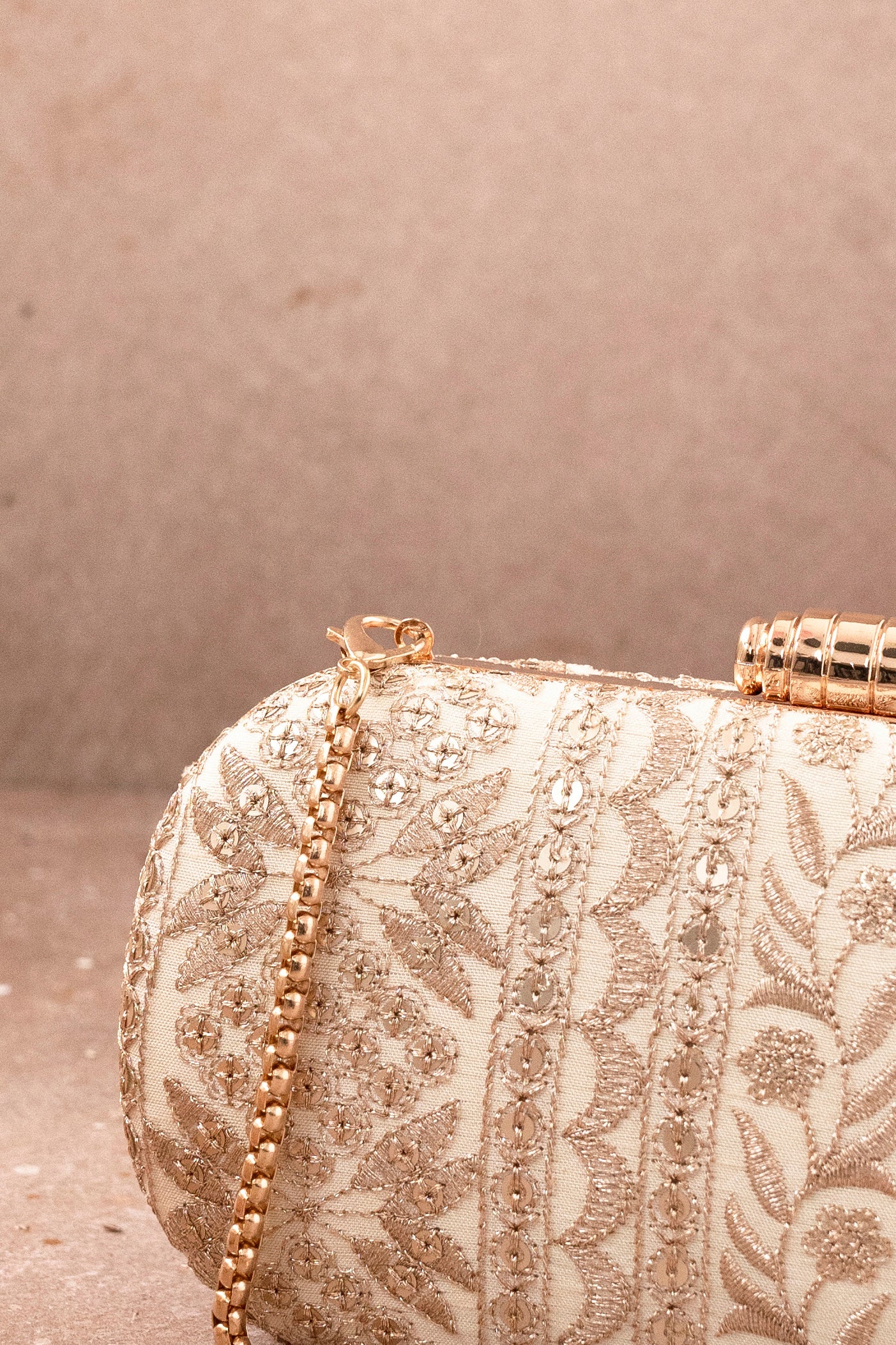 Mirai Embroidered Clutch Cream
