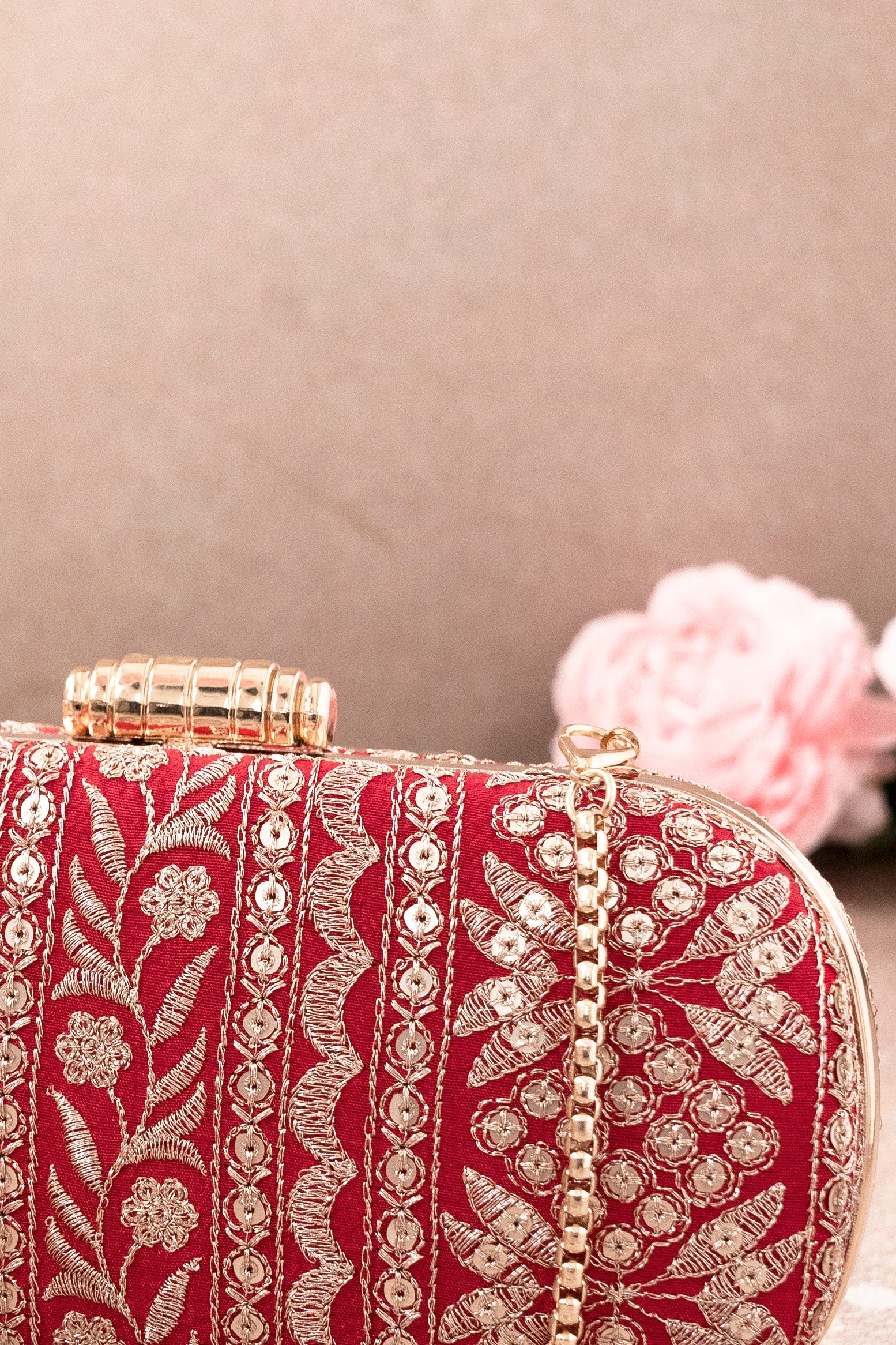 Mirai Embroidered Clutch Red