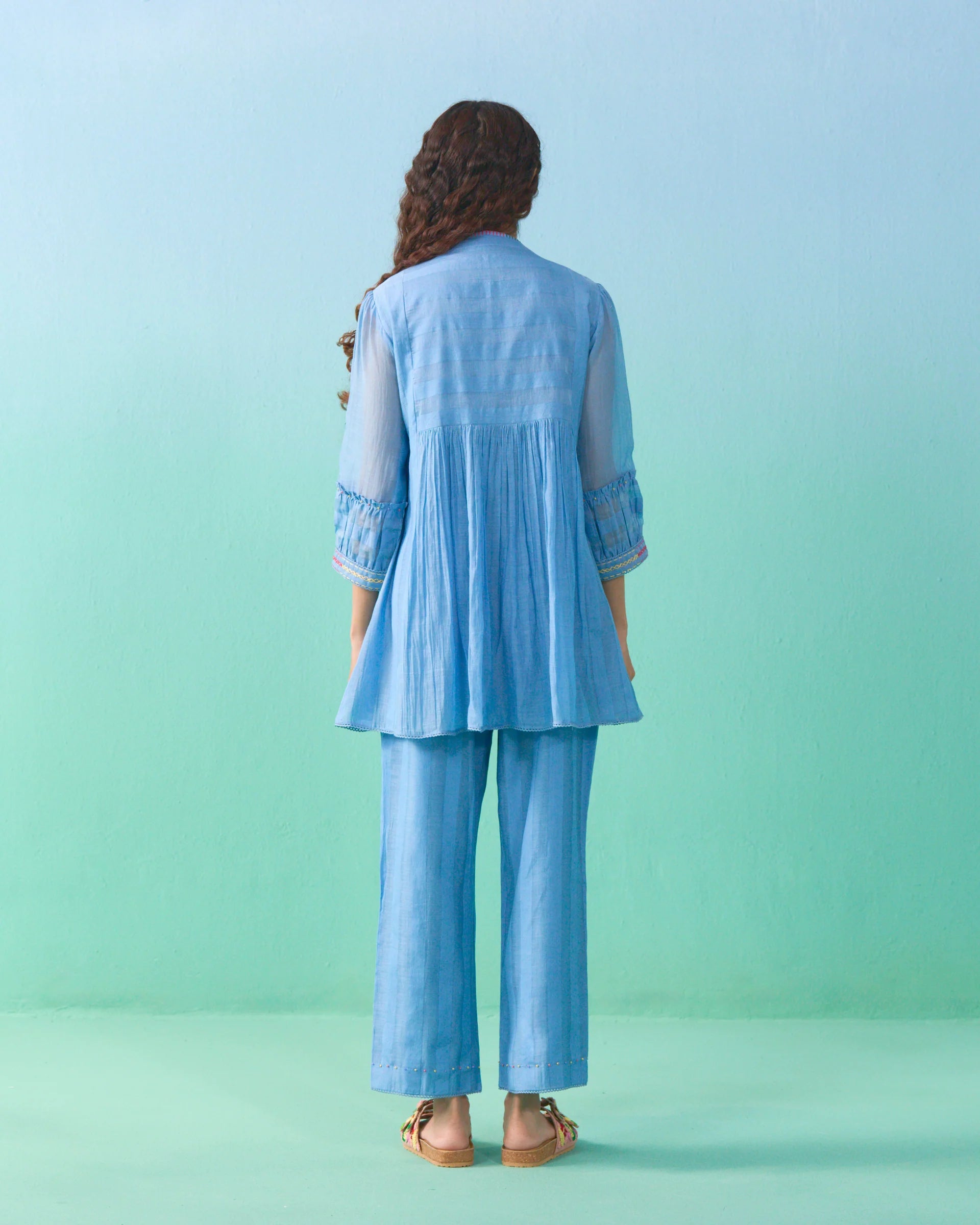 Ziba Flared Co-ord Set - Blue