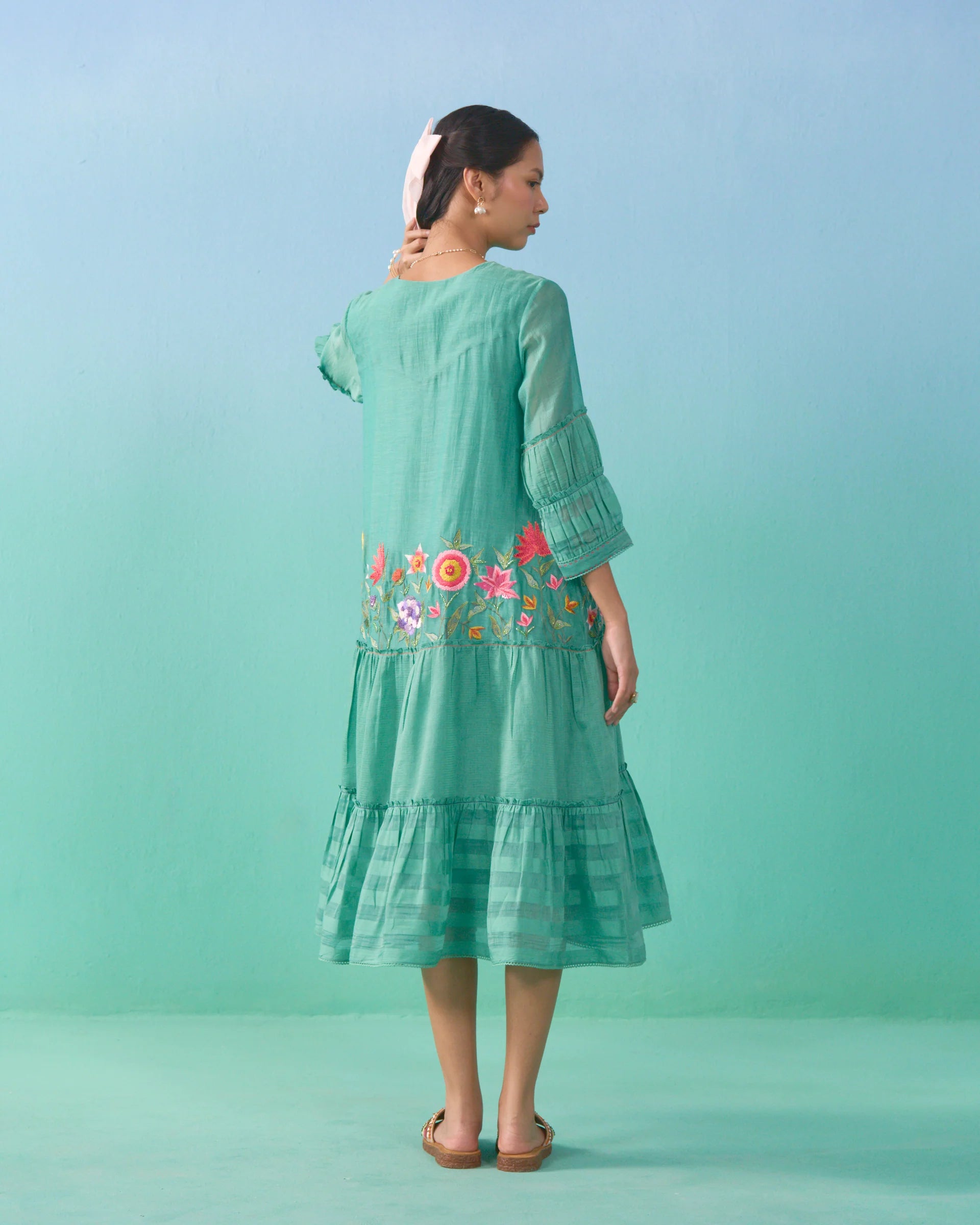 Lailah Flared Dress - Green