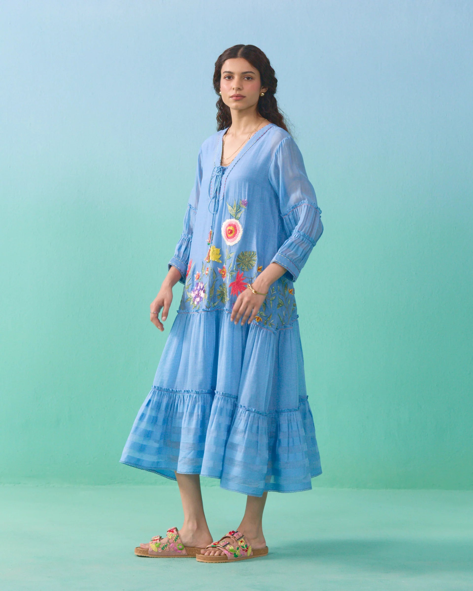 Lailah Flared Dress - Blue