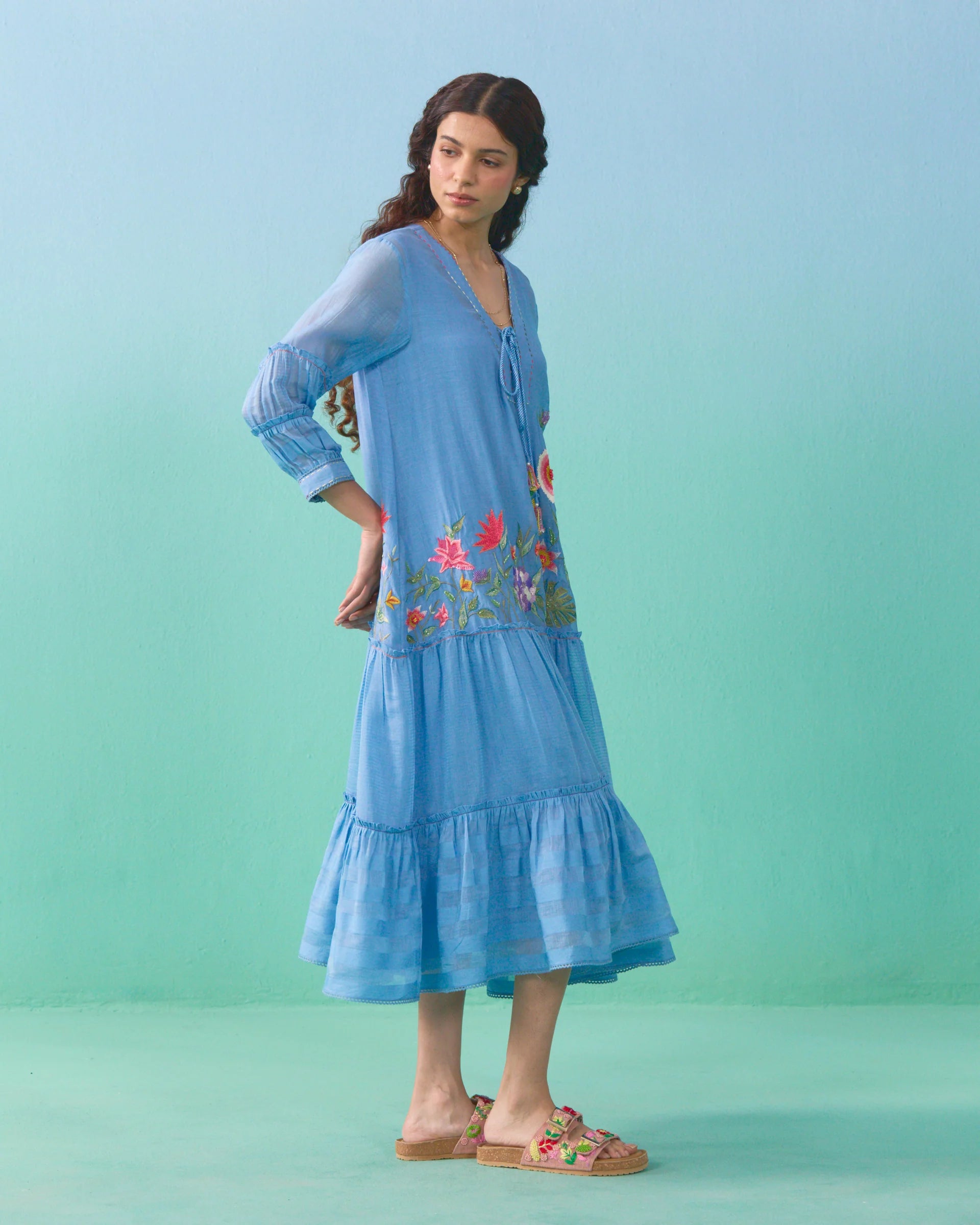 Lailah Flared Dress - Blue