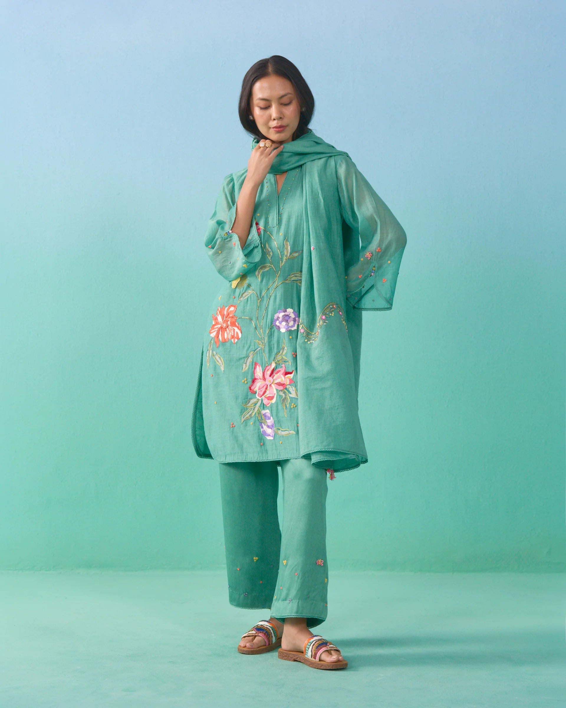 Bageecha Kurta Set - Green