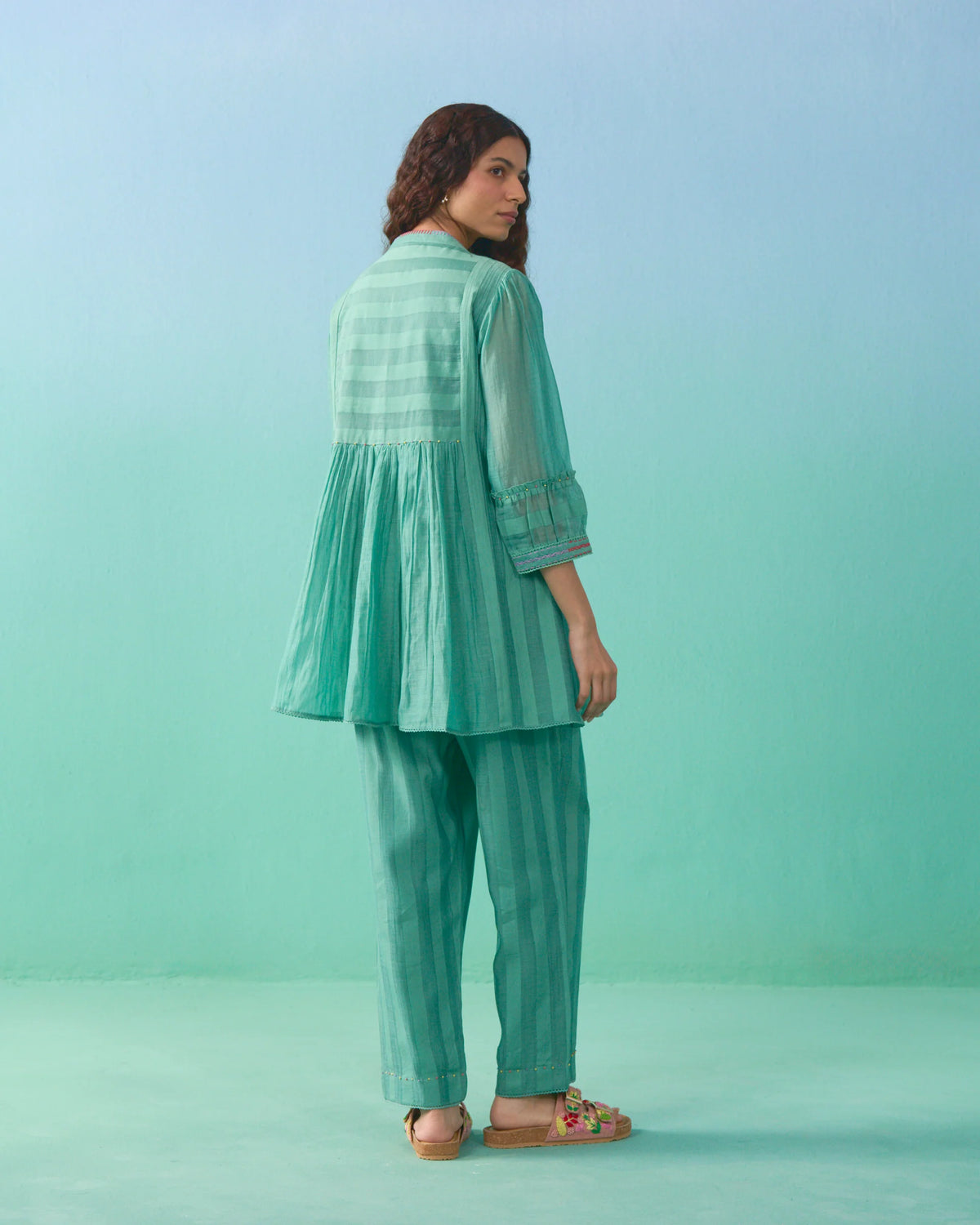 Ziba Flared Co-ord Set- Green