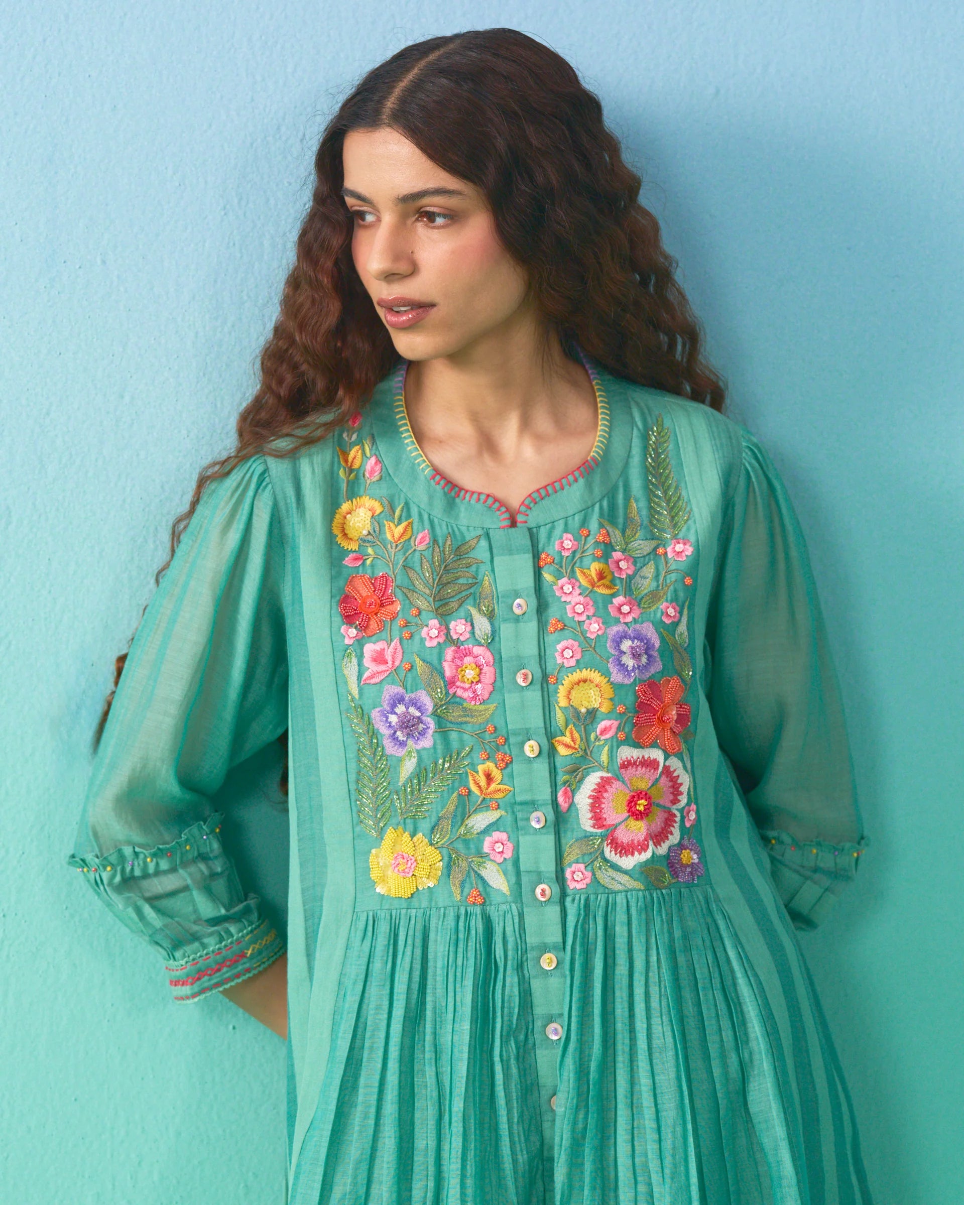 Ziba Flared Co-ord Set- Green