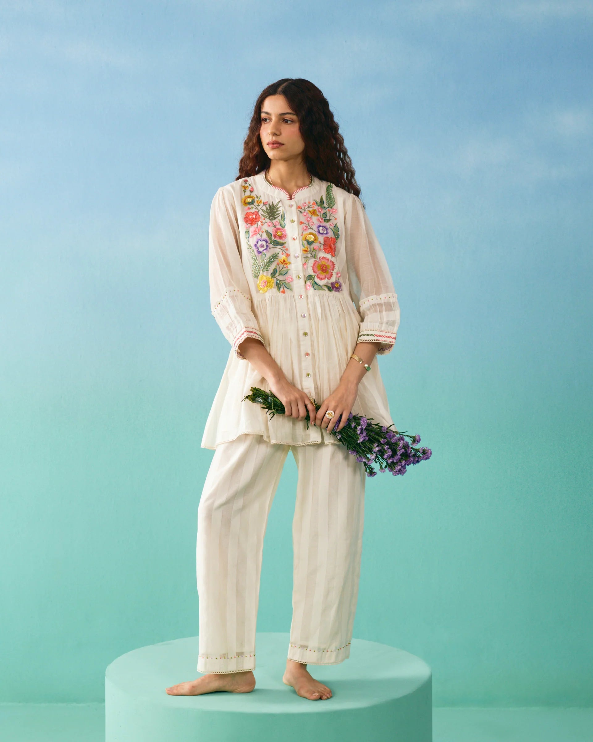 Ziba Flared Co-ord Set - Ivory