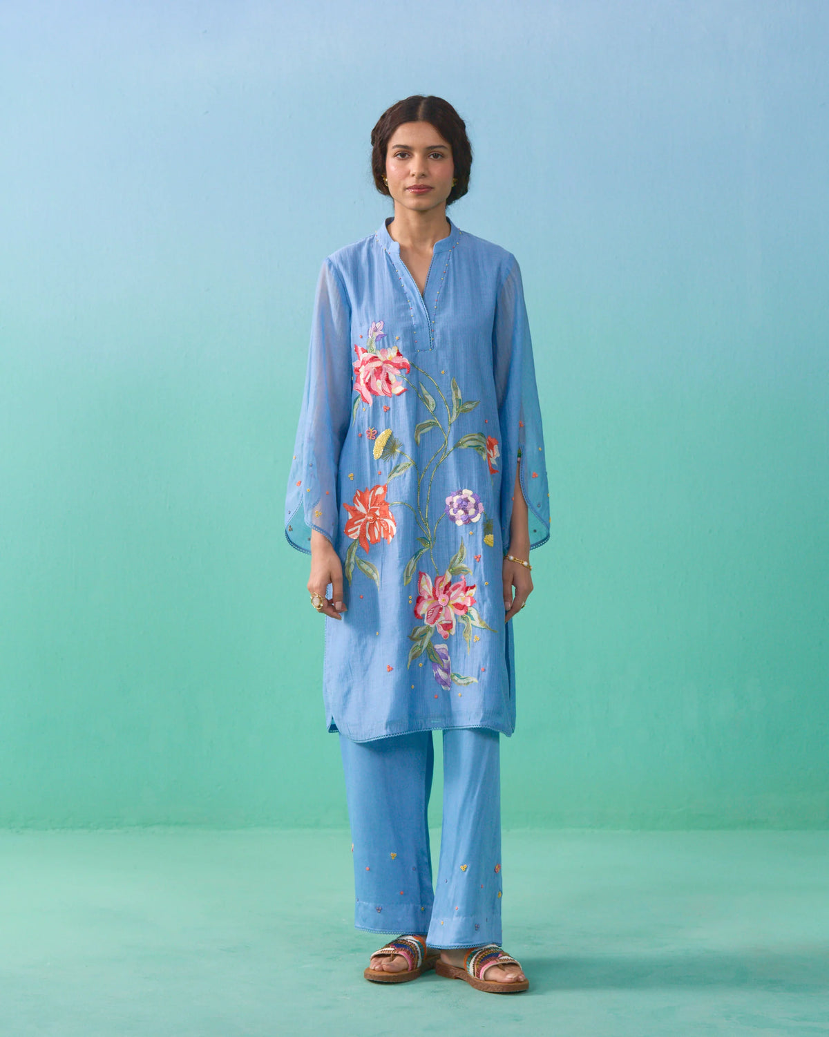 Bageecha Kurta Set - Blue