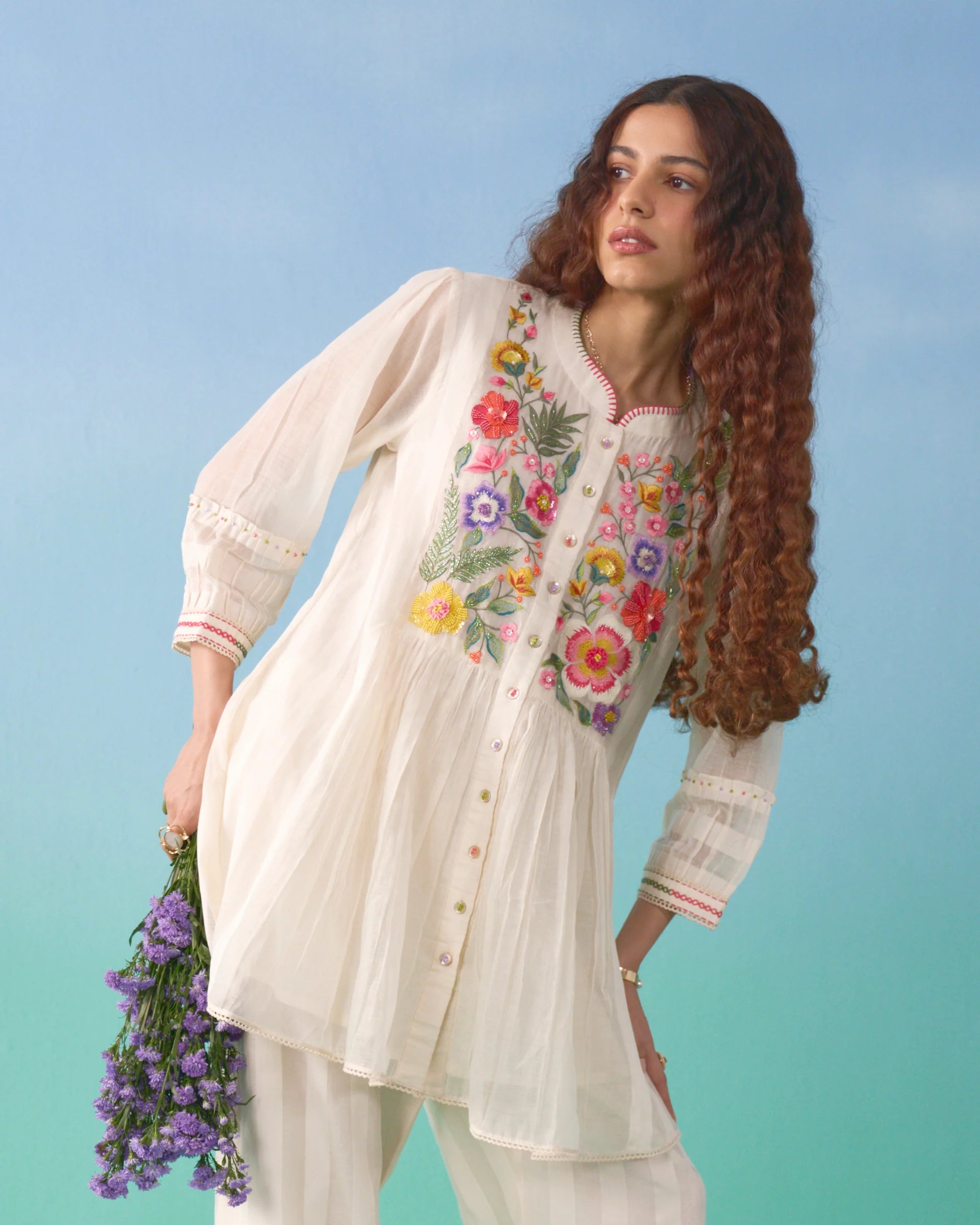 Ziba Flared Co-ord Set - Ivory