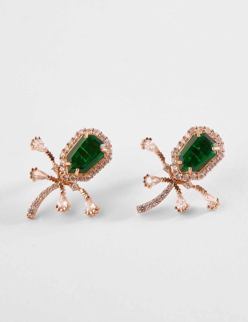 The Faena Mini Stud Earrings in Emerald Green