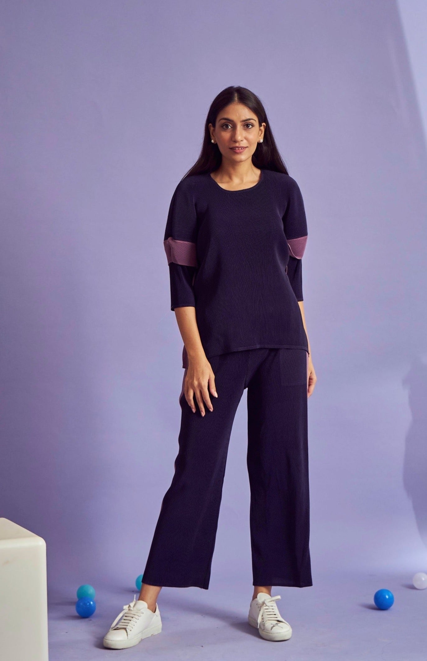 Alaya Kaftan Sleeve Co-ord Set - Purple