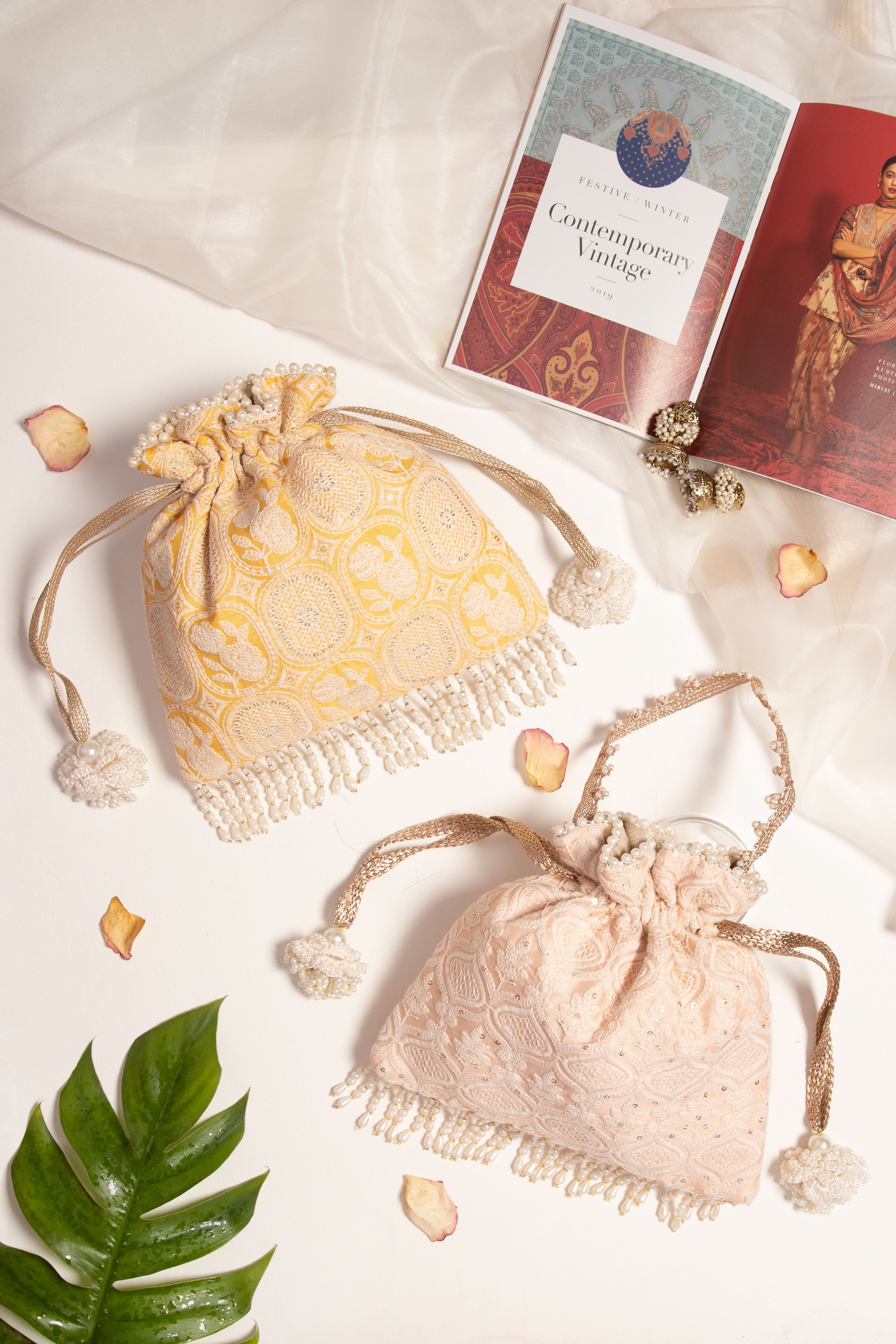 Peach Khwaab Threadwork Fringe Potli Bag
