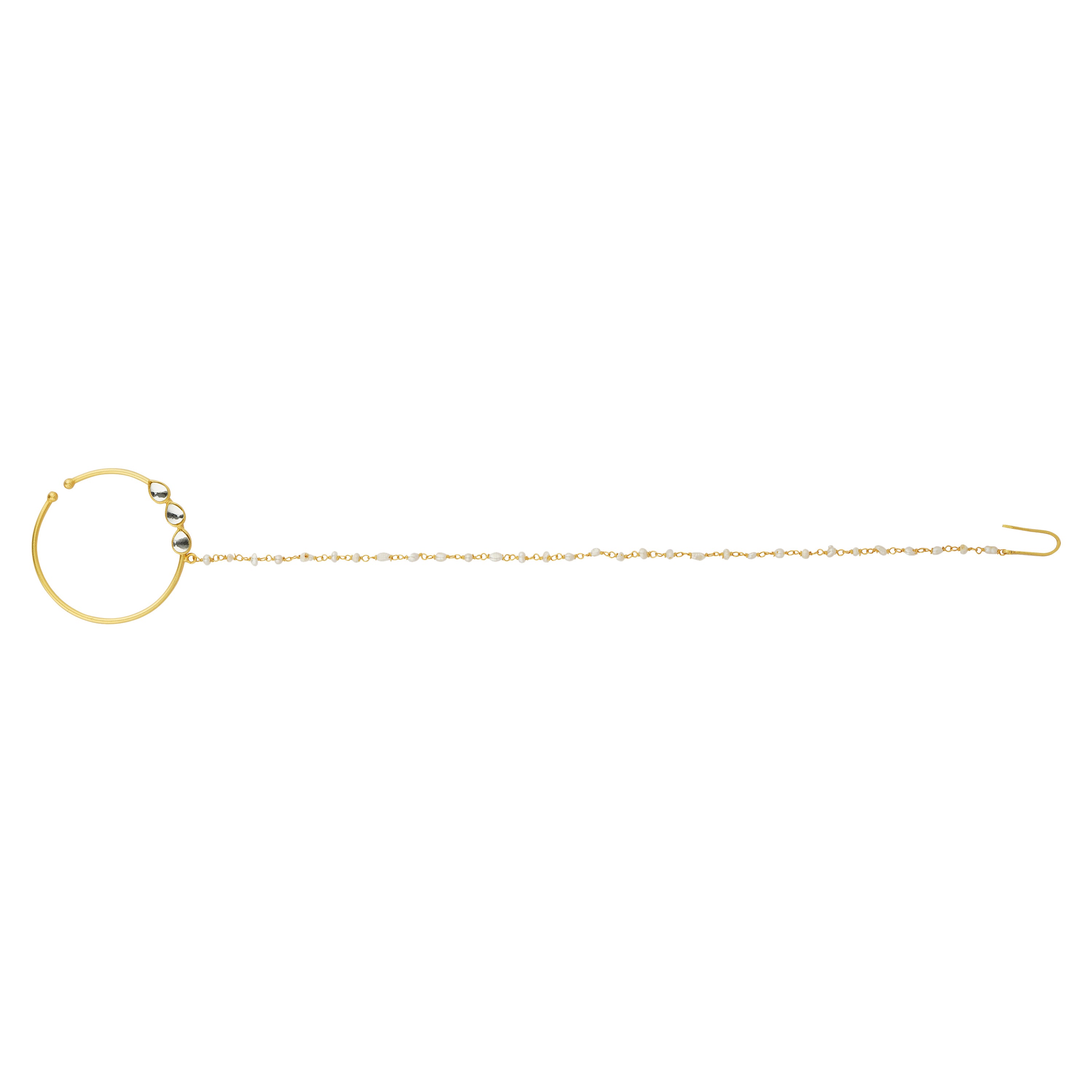Delicate Dream Nose Ring with Mirror Polki and Pearls