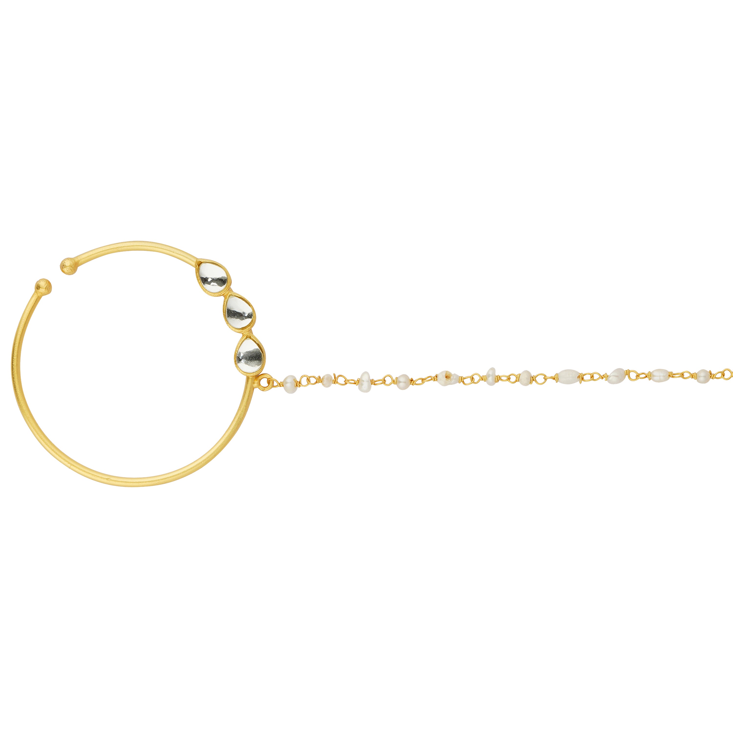 Delicate Dream Nose Ring with Mirror Polki and Pearls