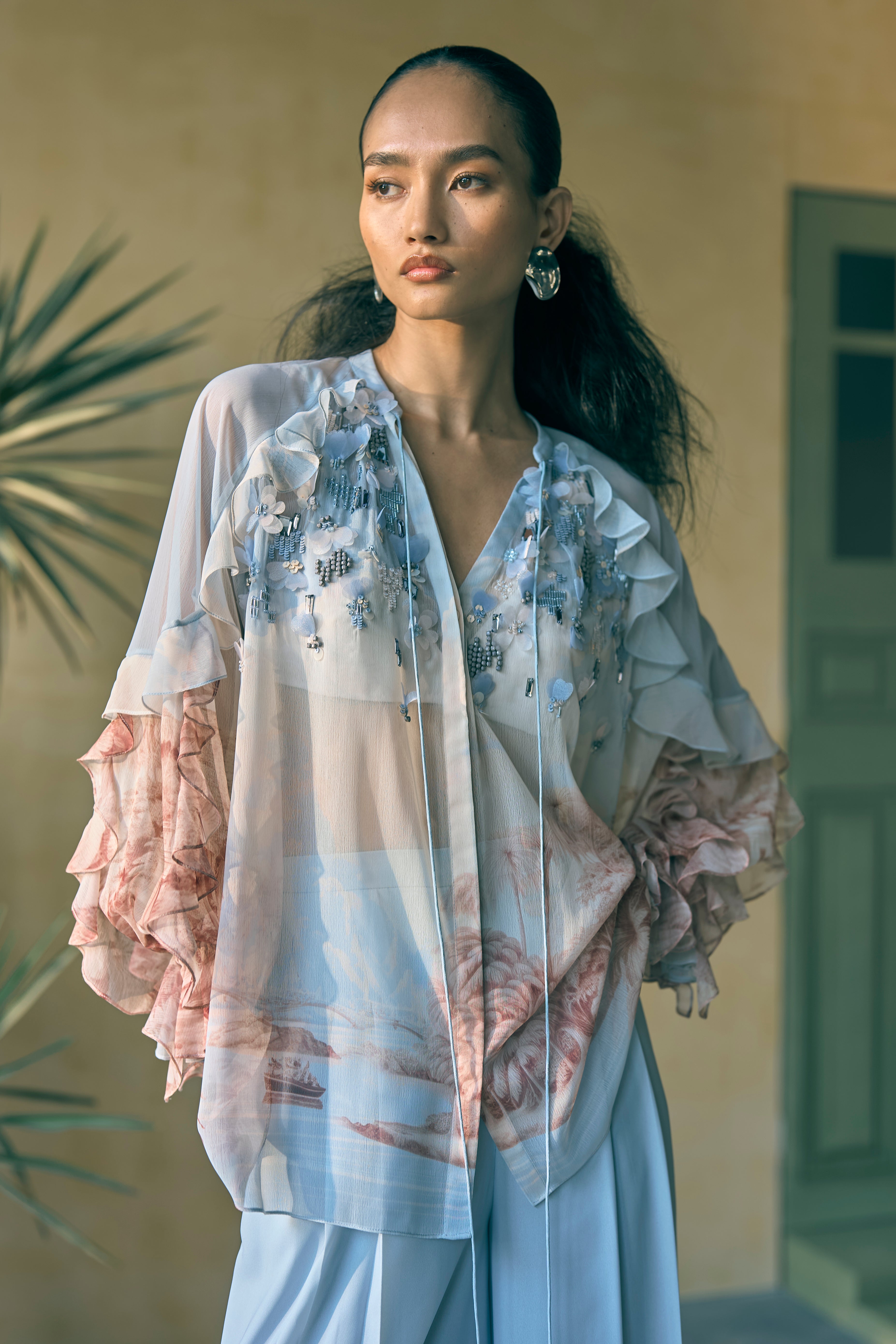 Porto Bloom Smock Top And Flared Pants