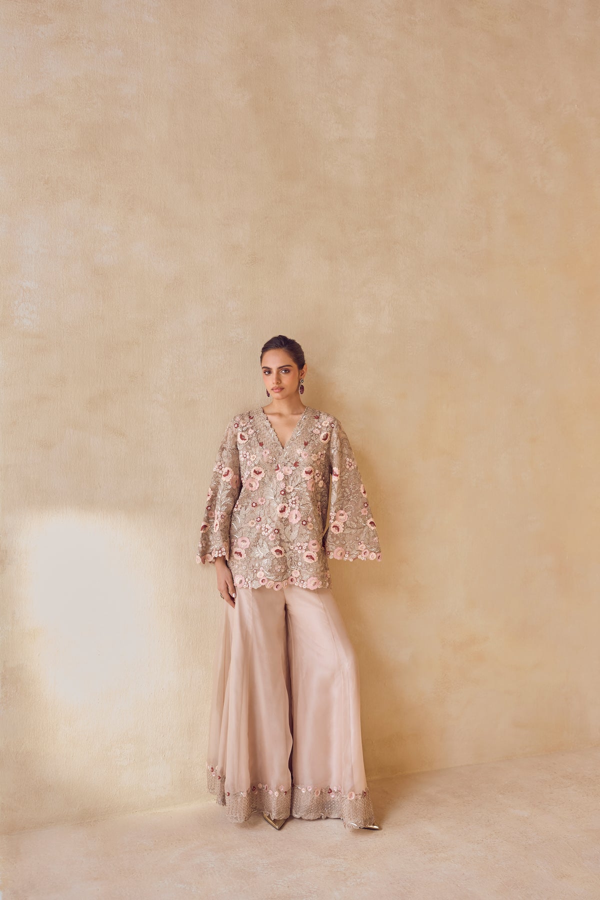 Dusted Rose Floral Garara Set