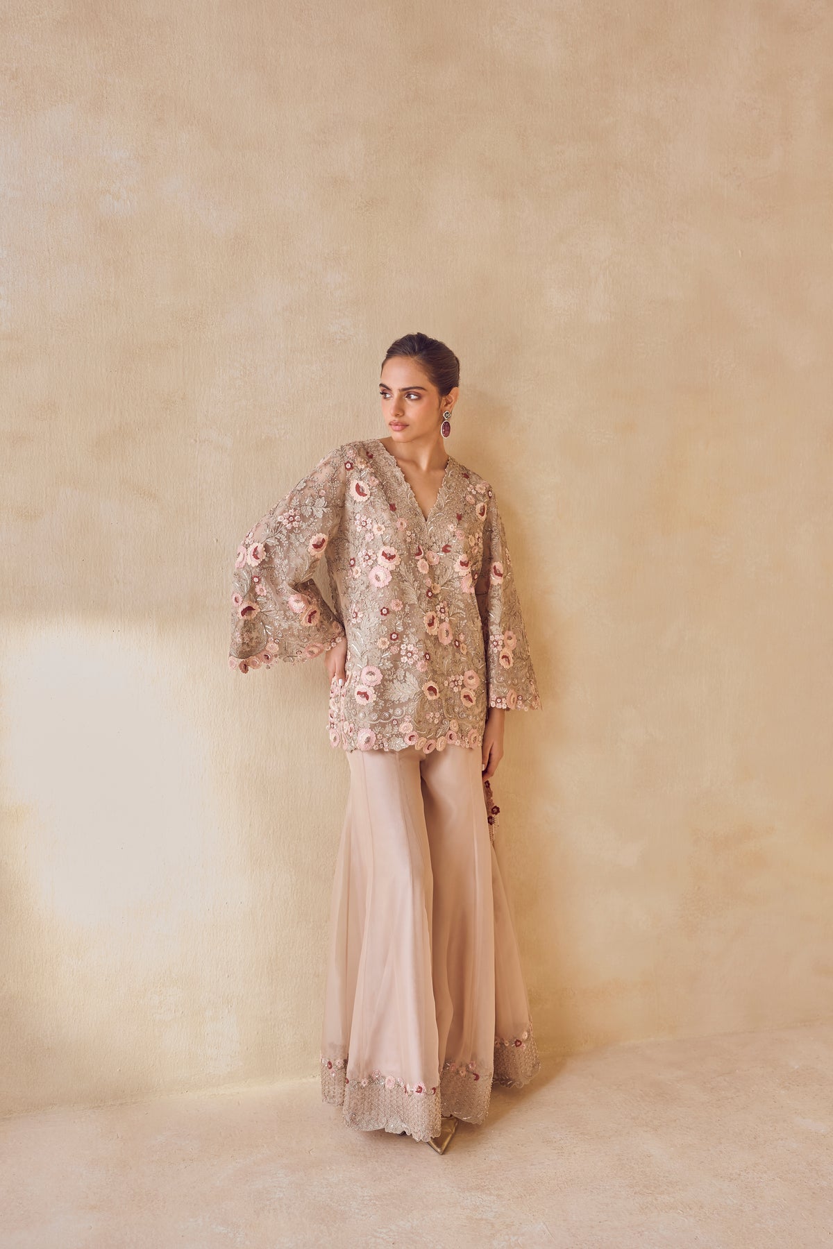 Dusted Rose Floral Garara Set