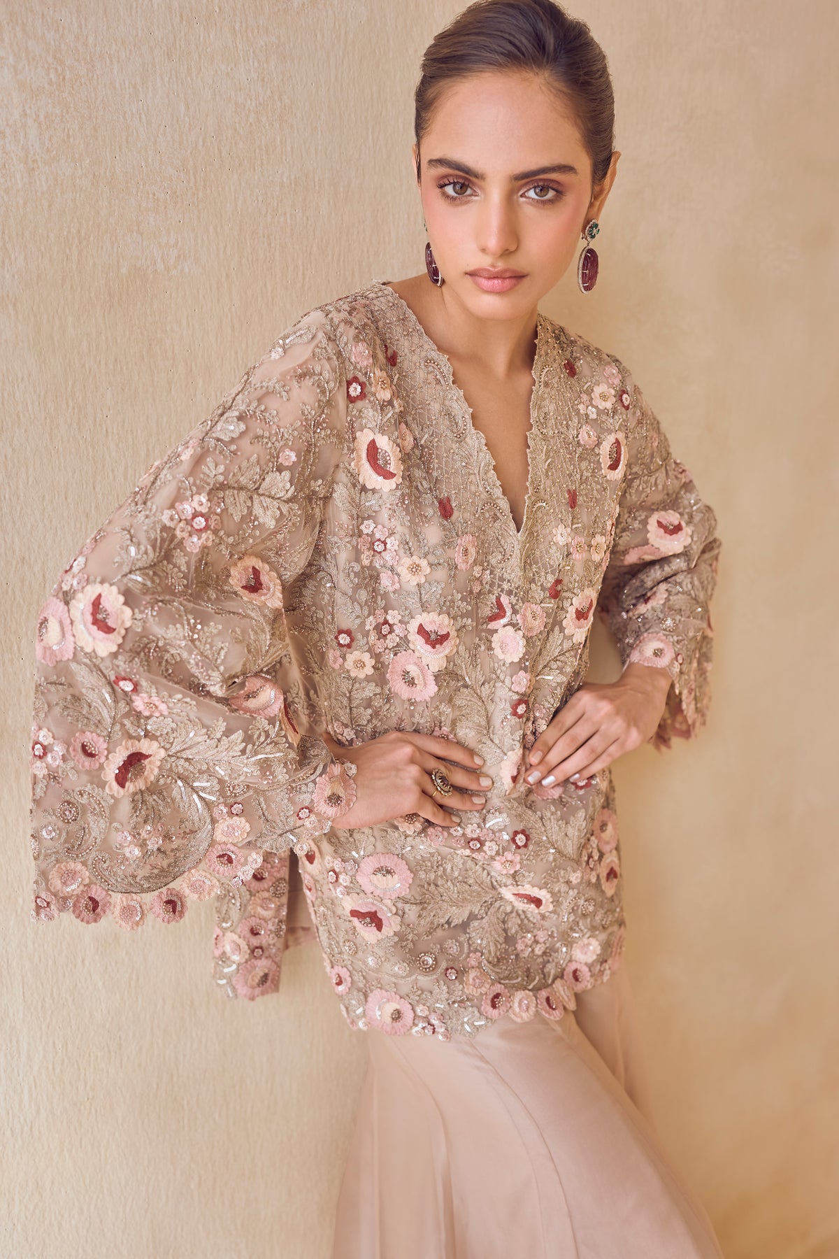 Dusted Rose Floral Garara Set