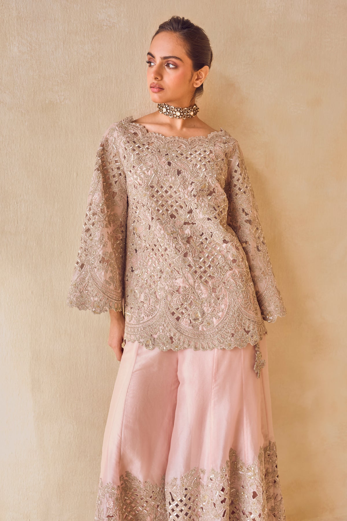 Powder Trellis Sharara Set