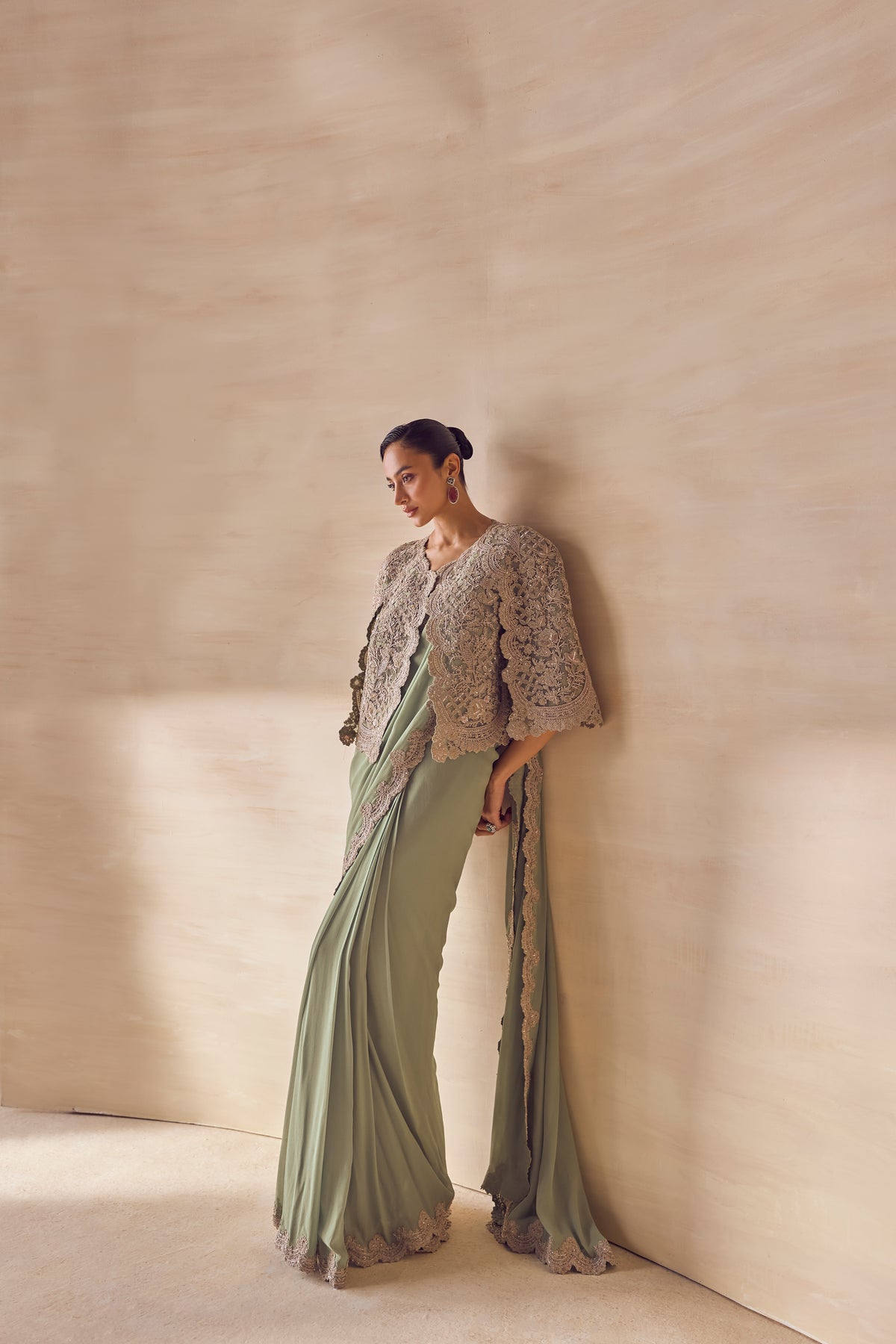 Sagebrush Cape Saree Set