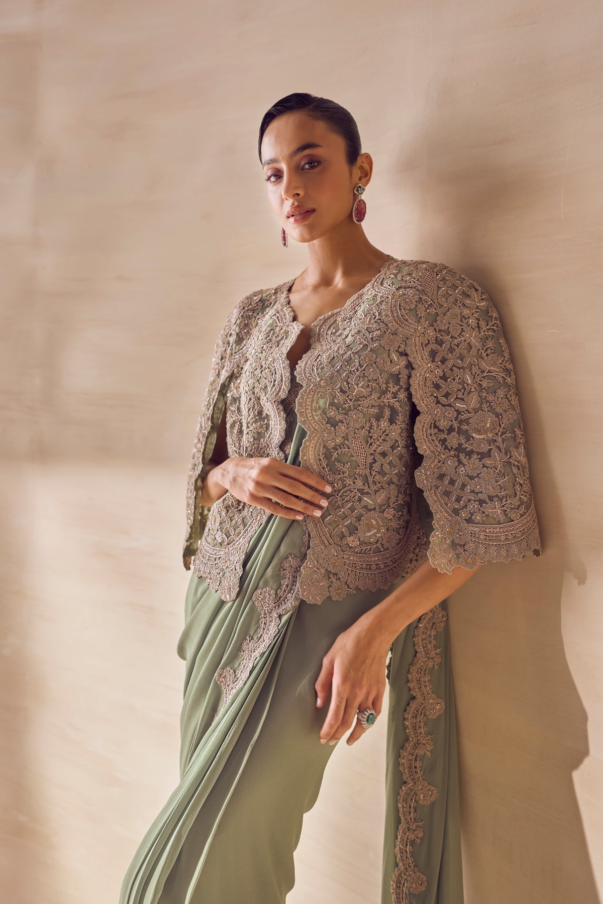 Sagebrush Cape Saree Set