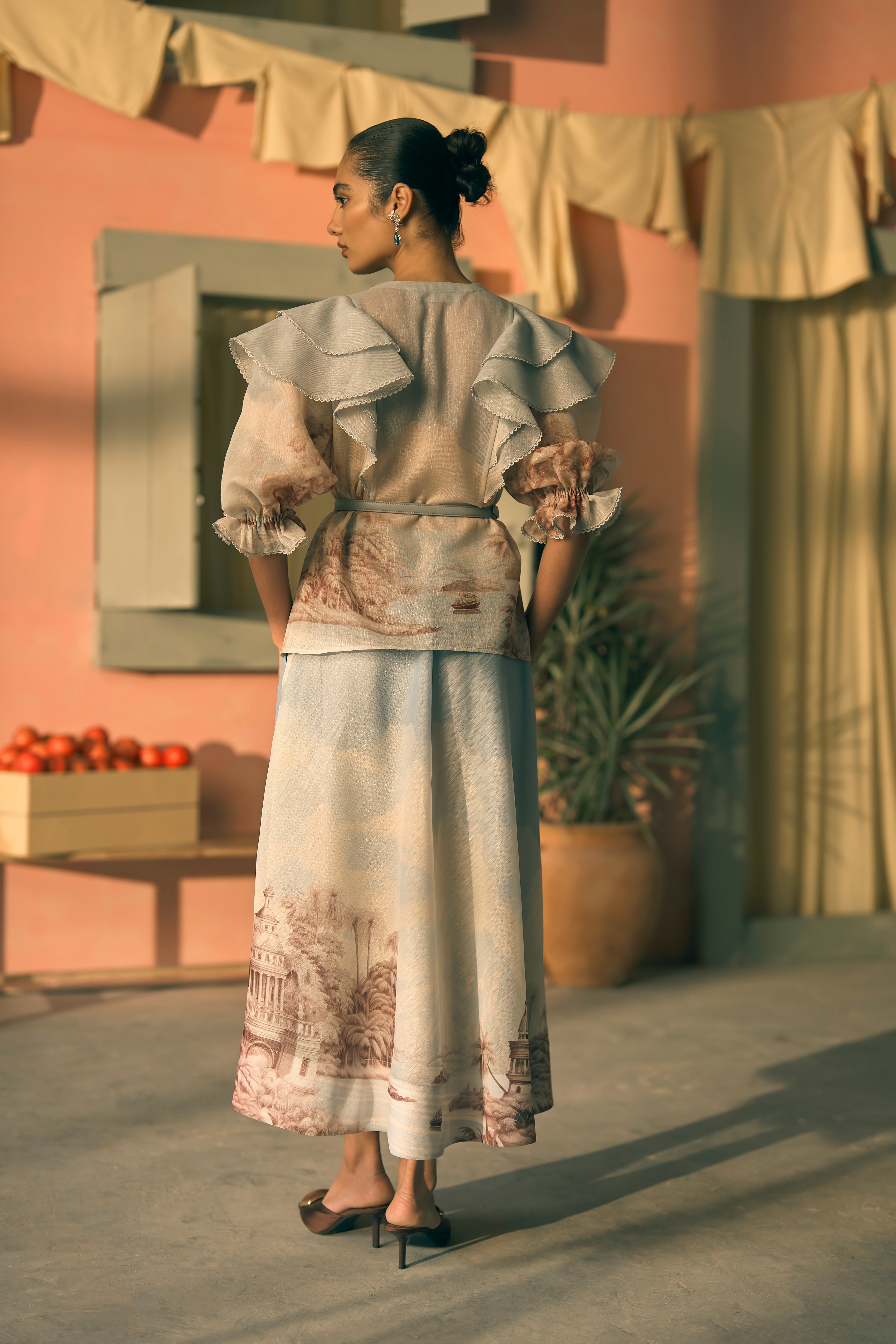 Porto Delft Bloom Top And Skirt