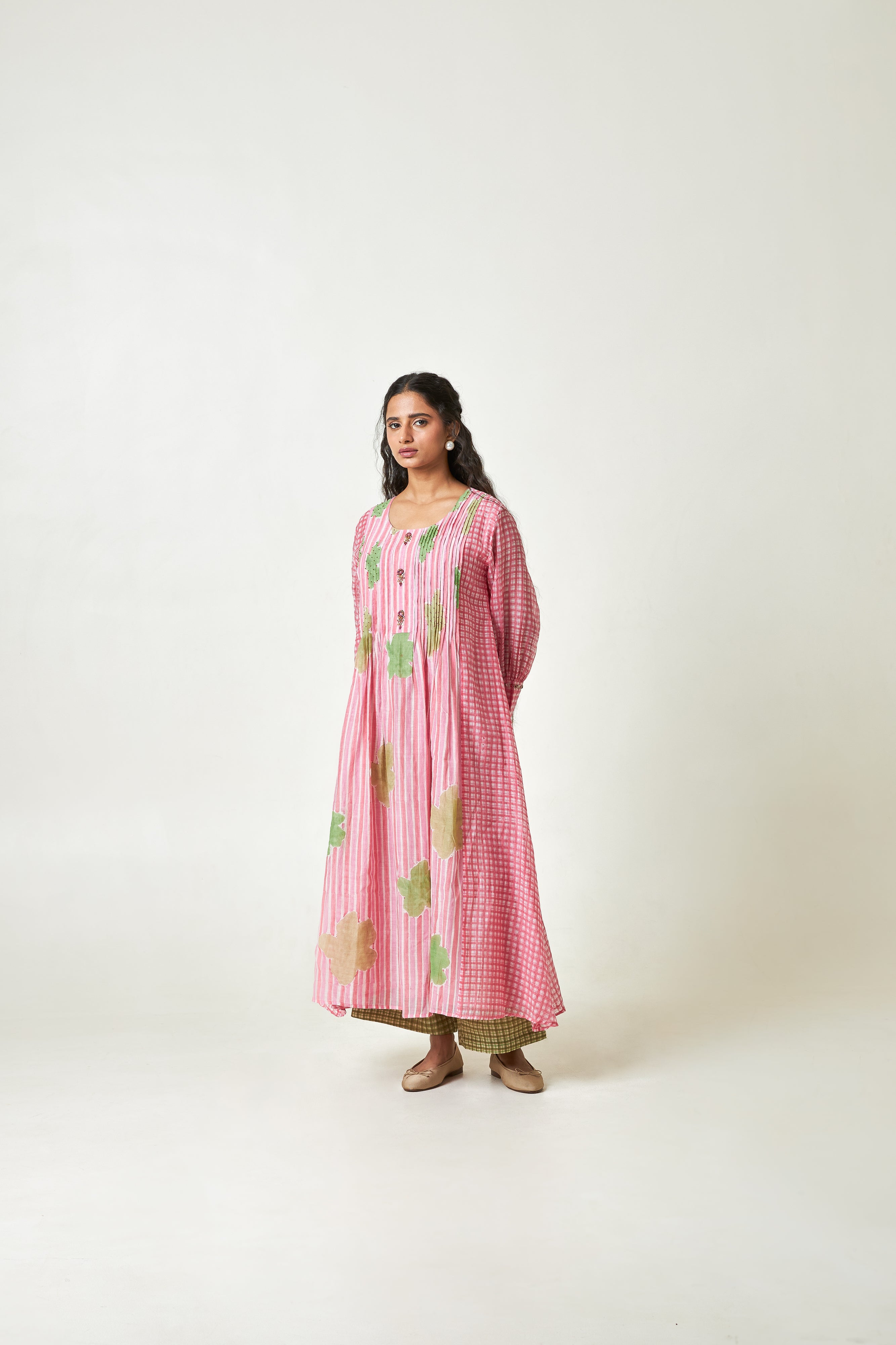 Cherry Blossom Block Printed Kurta Set- Set Of 3