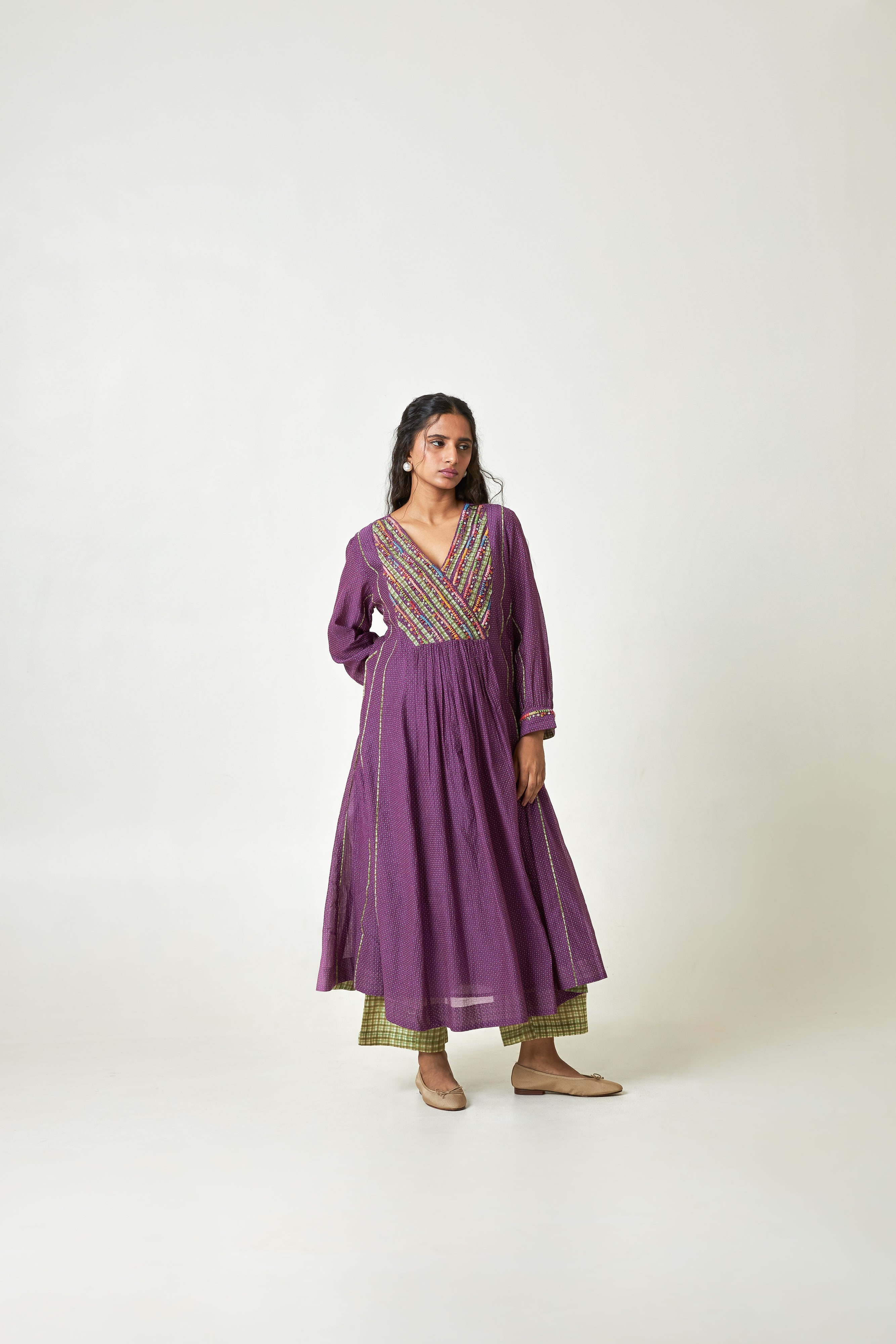 Grape Sun Embroidered Kurta Set- Set Of 3