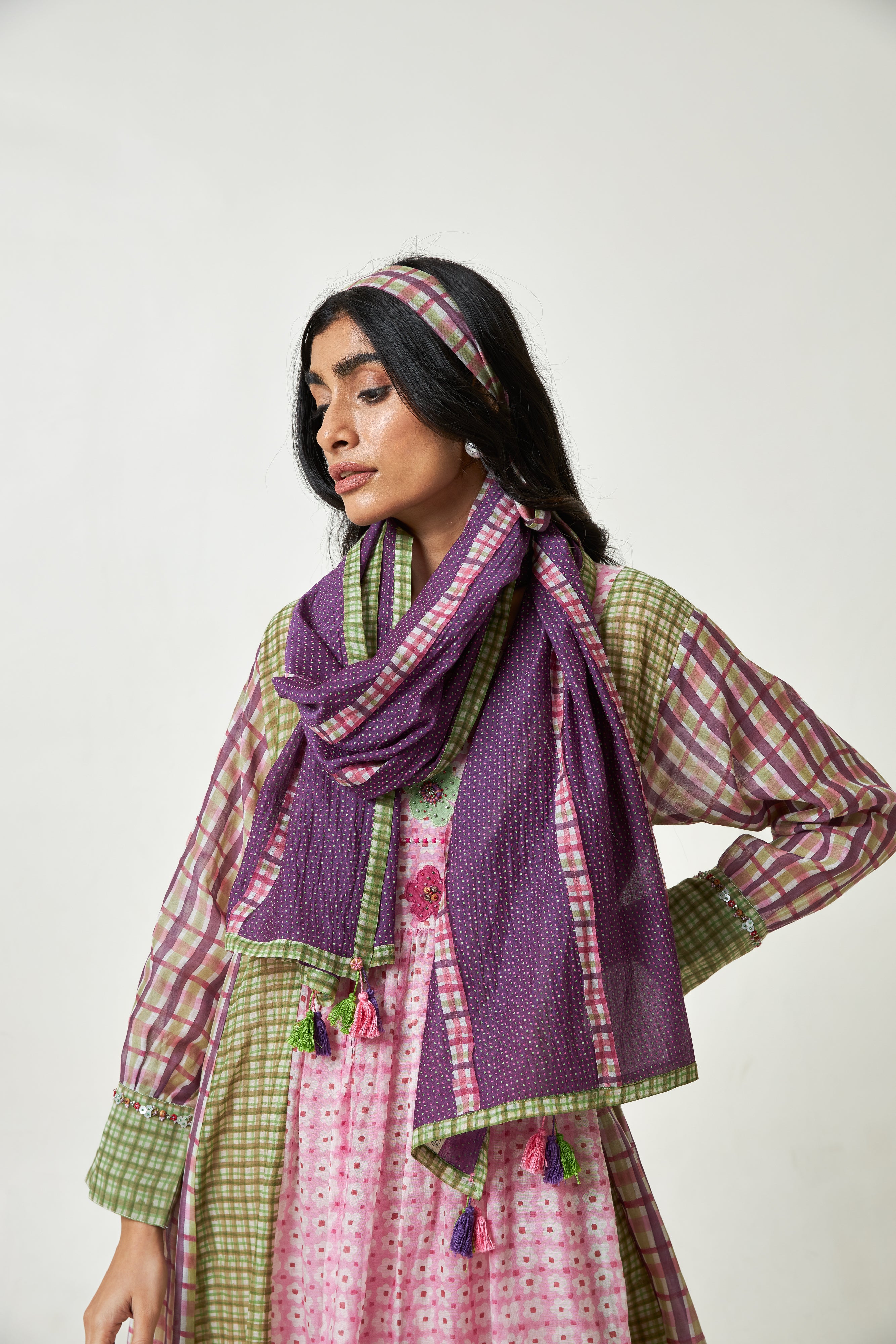 Coral Haze Block Printed Stole