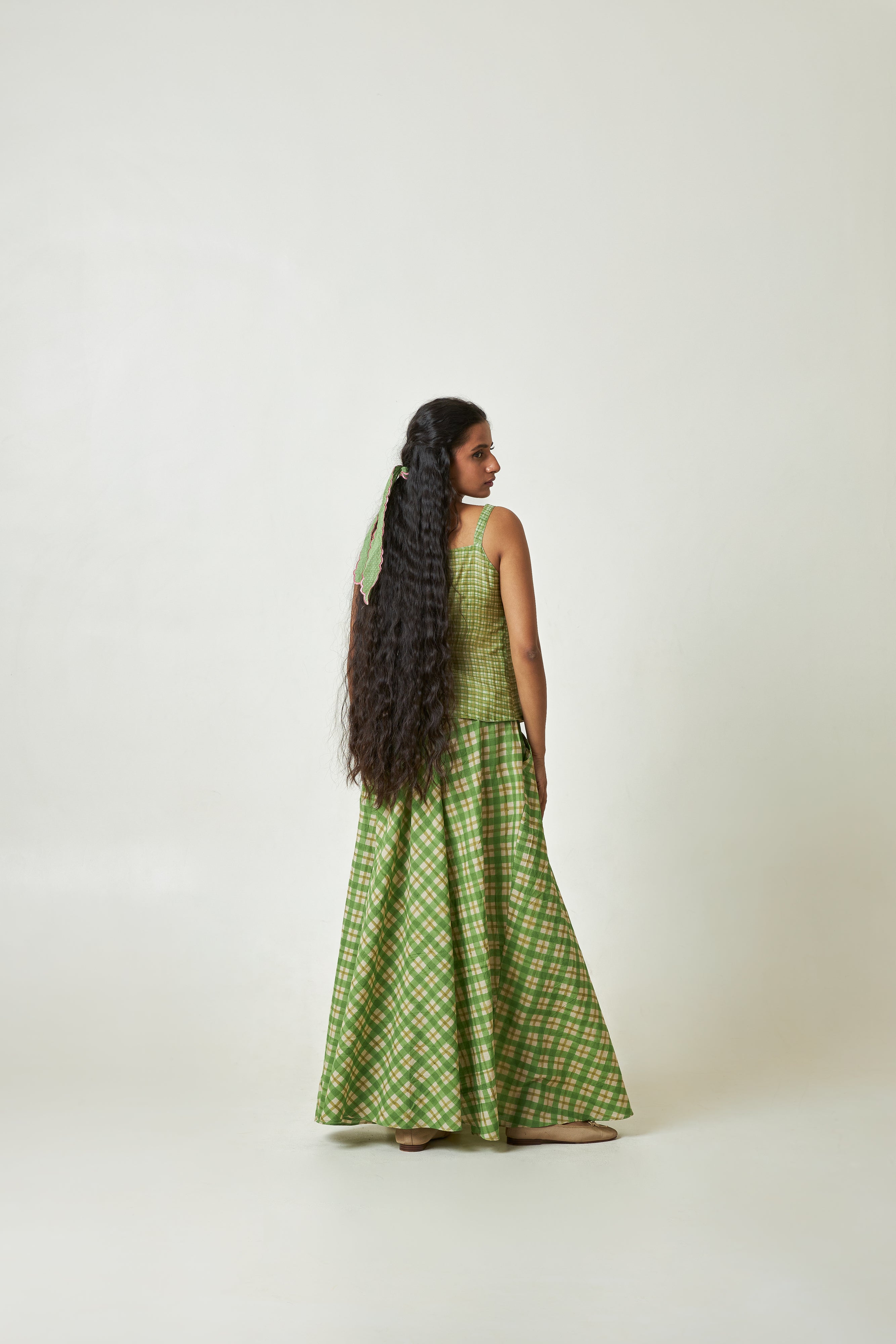 Mint Breeze Block Printed Skirt