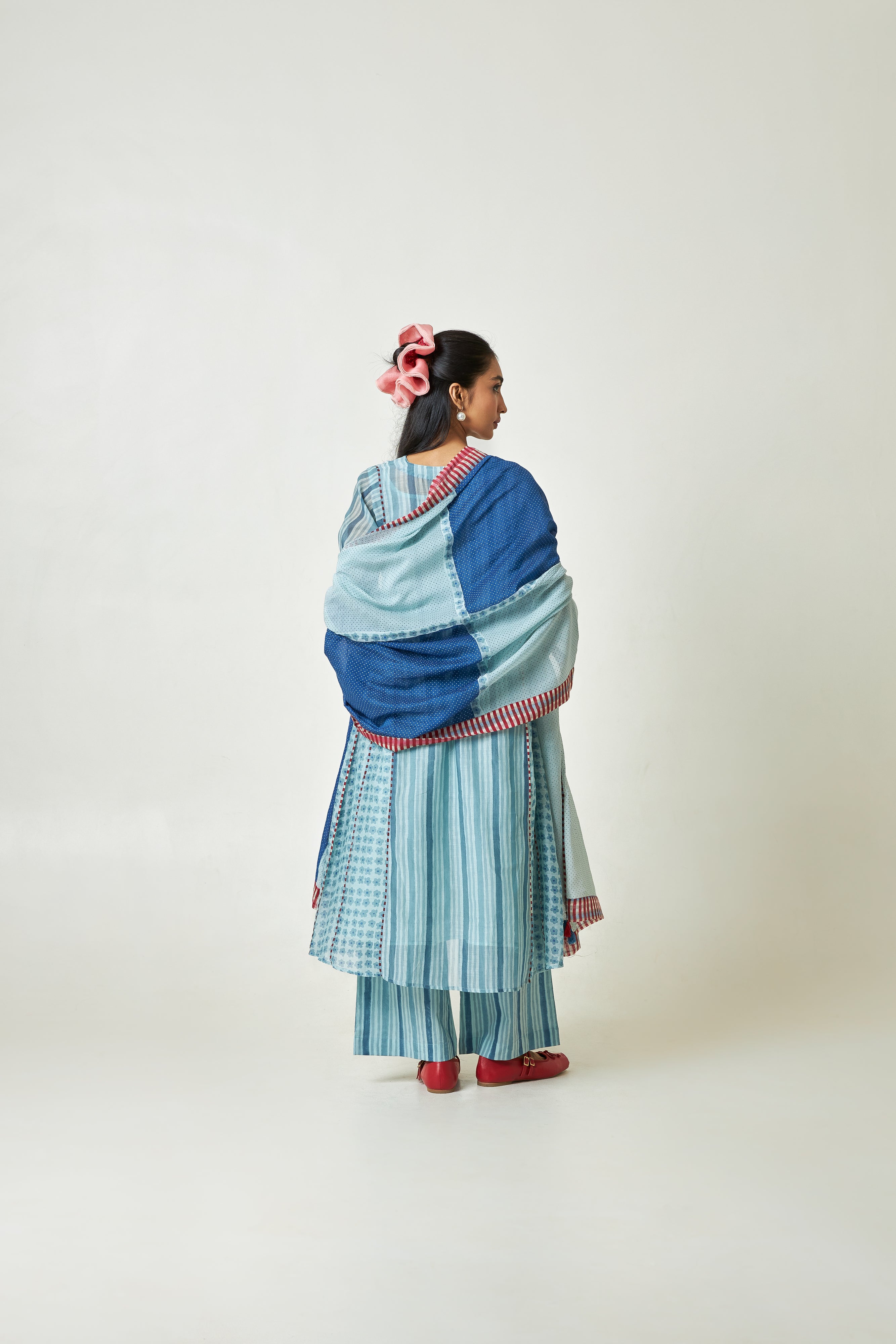 Azure Drift Block Printed Dupatta