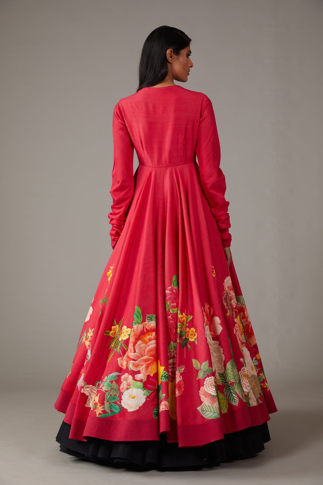 Chanderi Anarkali Set With Multicolour Print