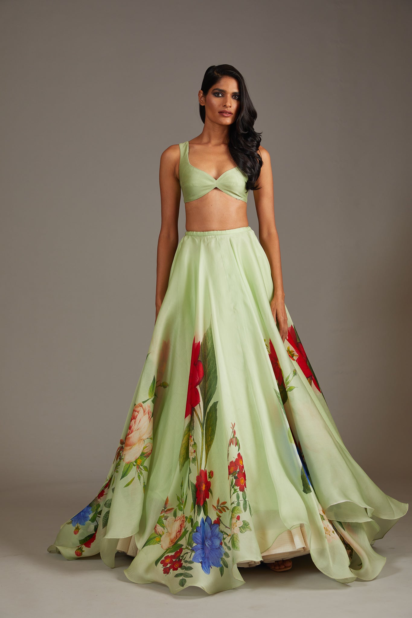Mint Green Organza Lehenga Set