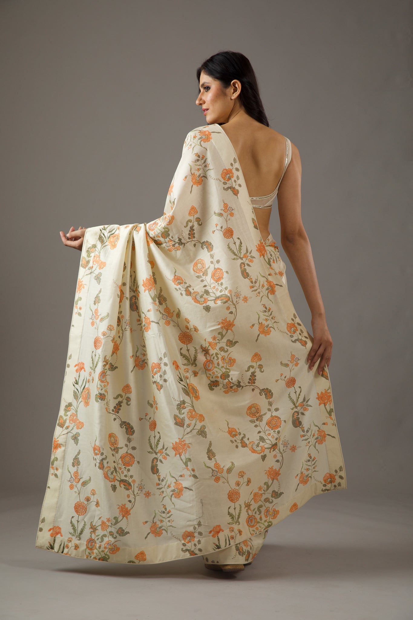 Silk Chanderi Saree With Multicolour Digital Print