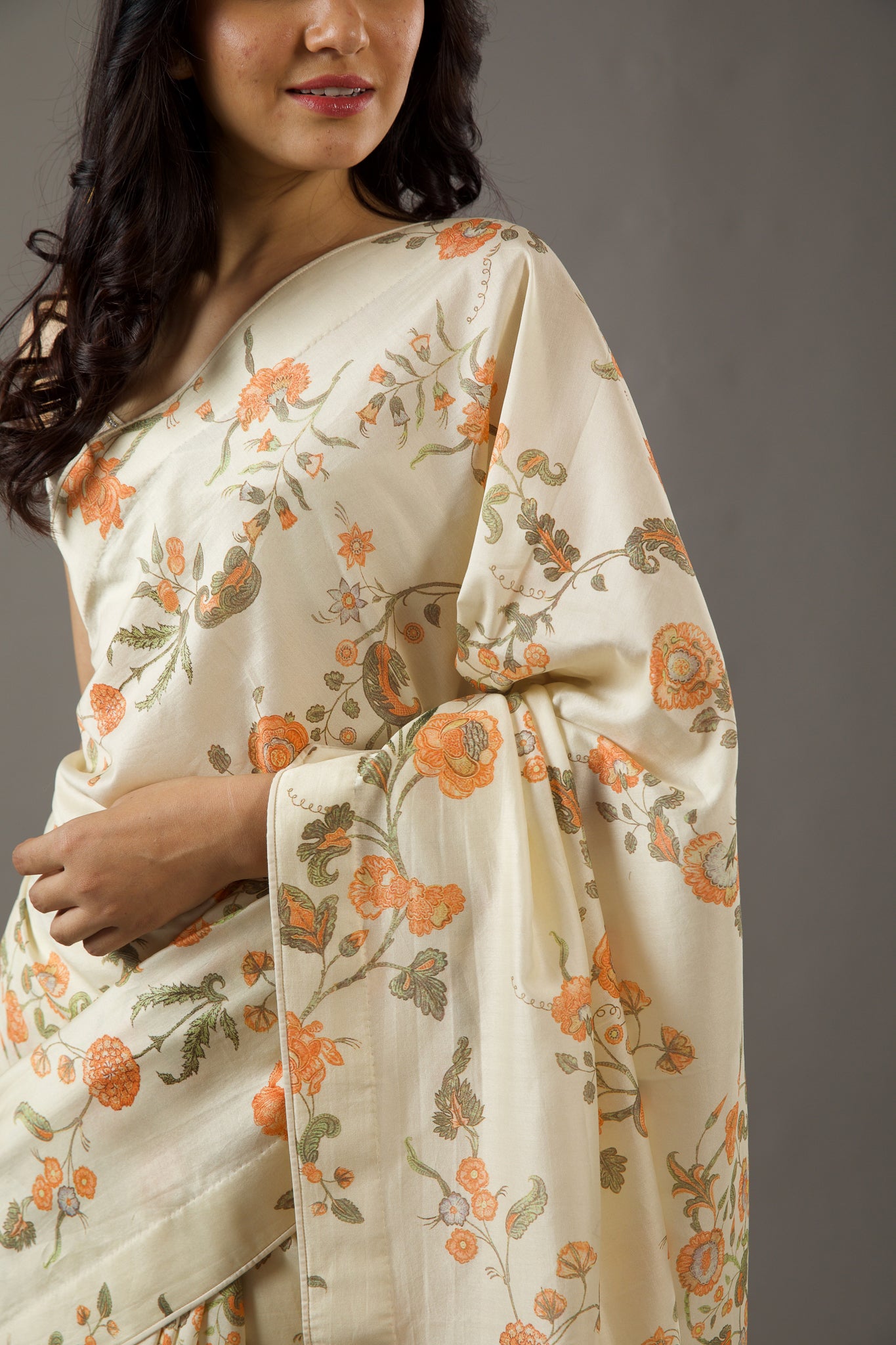 Silk Chanderi Saree With Multicolour Digital Print