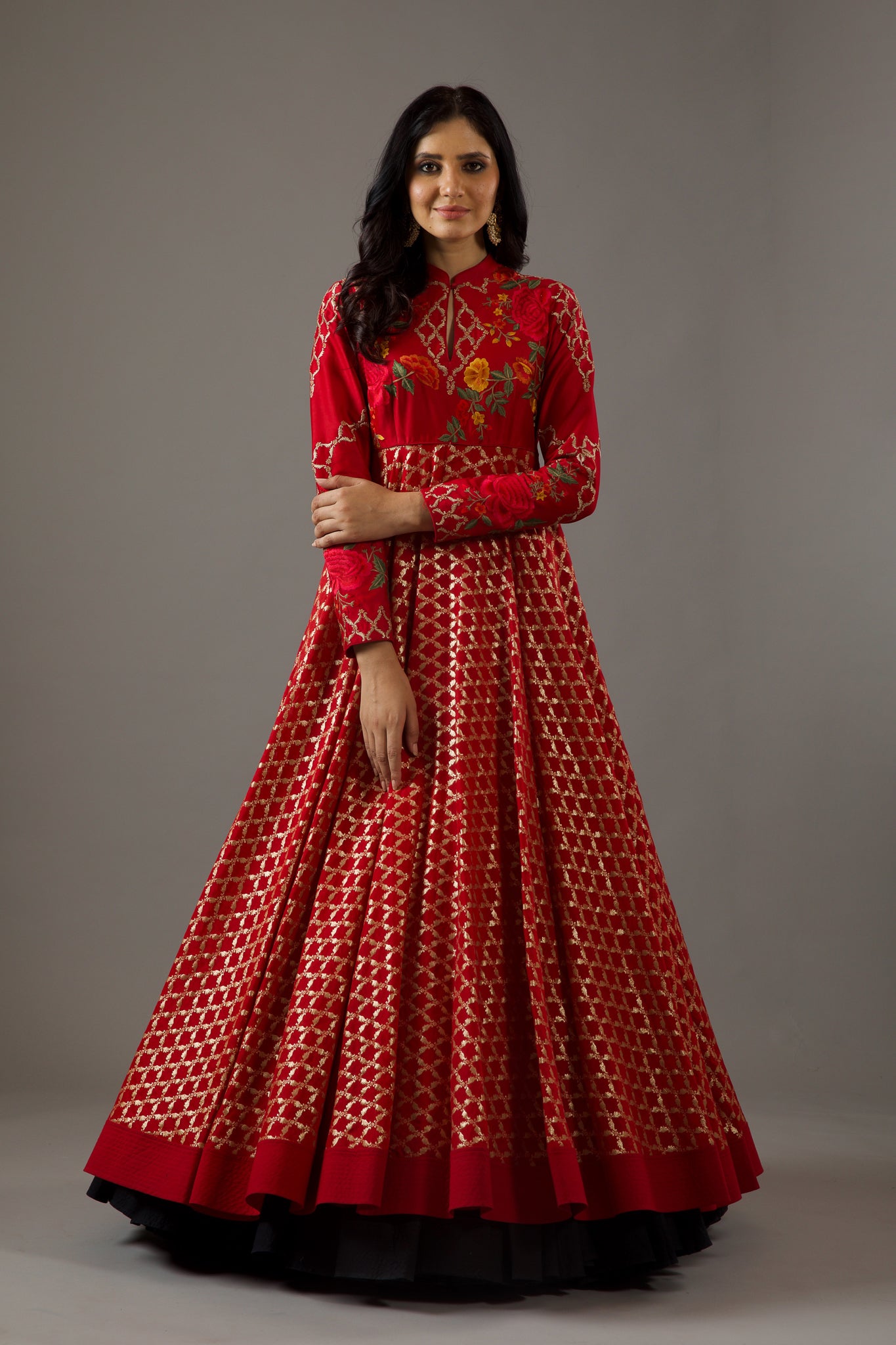 Chanderi Anarkali Set With Embroidery