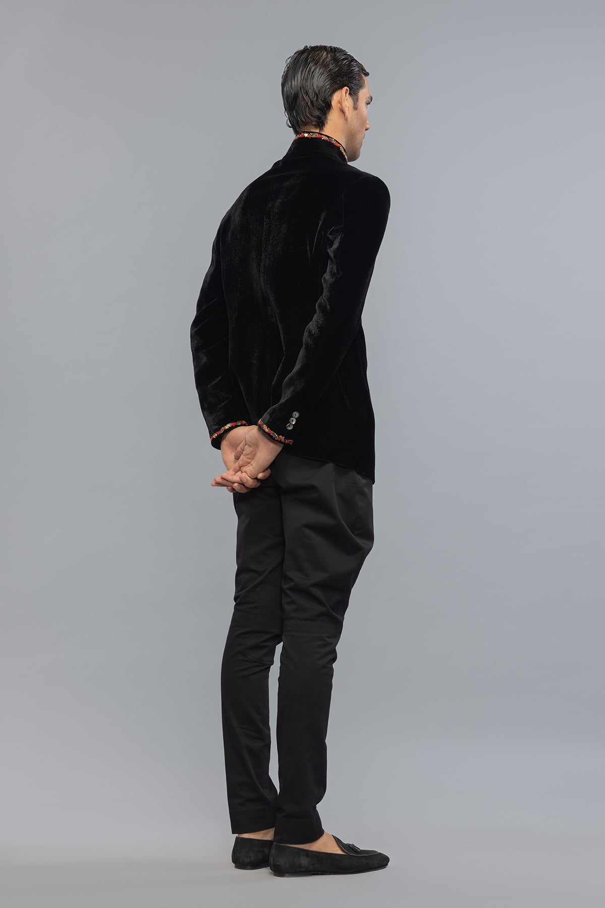 Elegant Black Velvet Men's Bandhgala